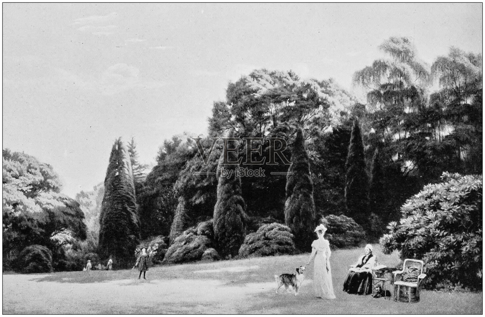 古董绘画照片:风景插画图片素材