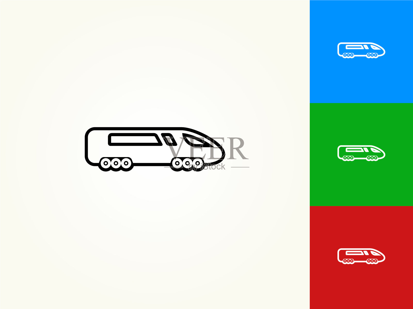 火车黑色描边线性图标插画图片素材