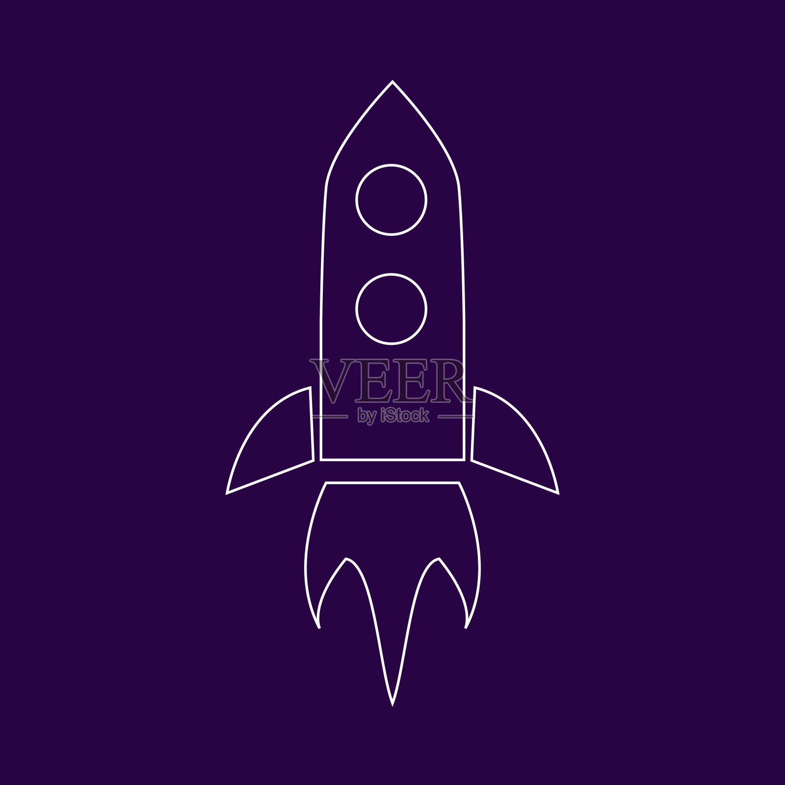 简单的火箭图标，轮廓风格。空间的概念。国际人类空间飞行日设计。火箭图标孤立。插画图片素材