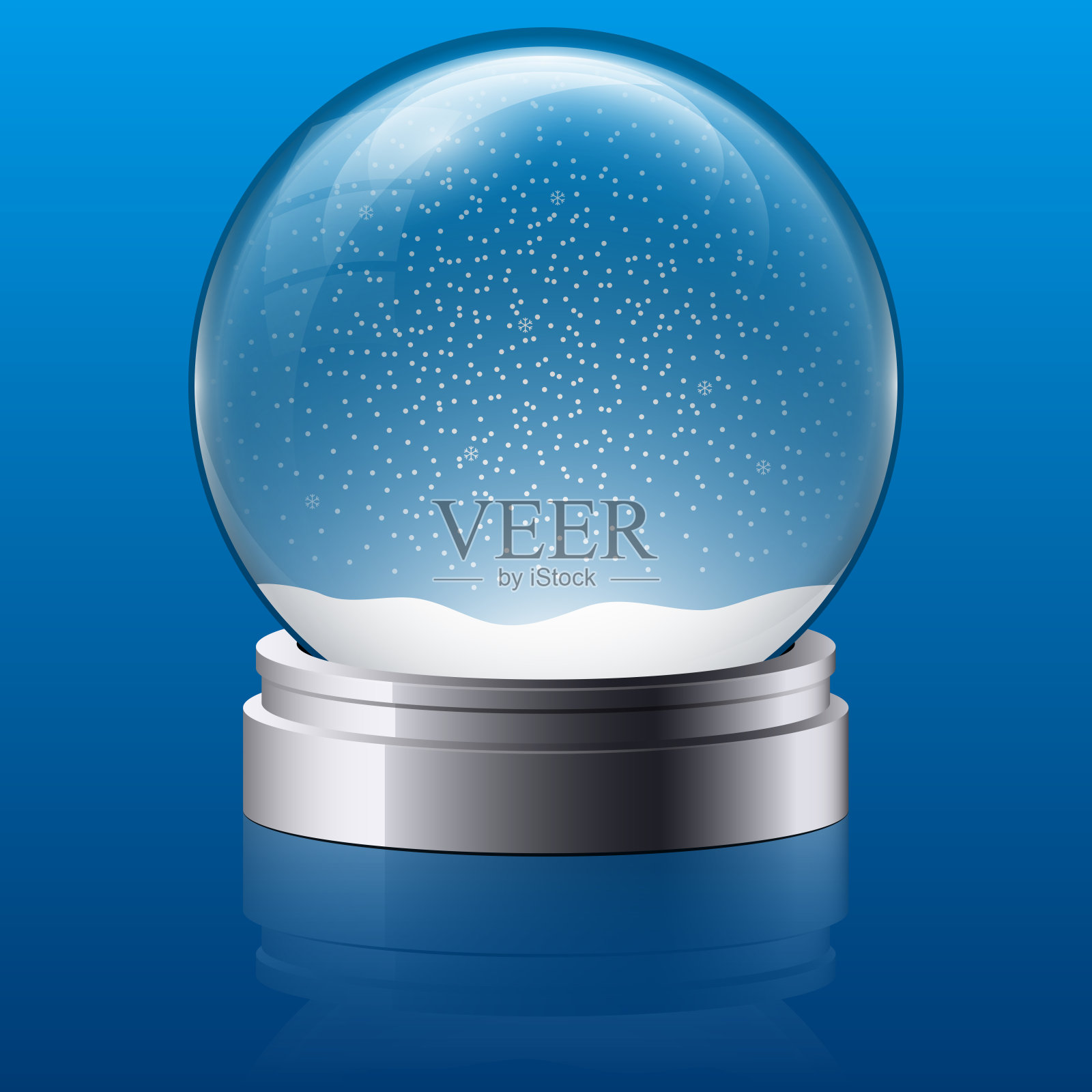 里面有雪花的球形玻璃器插画图片素材