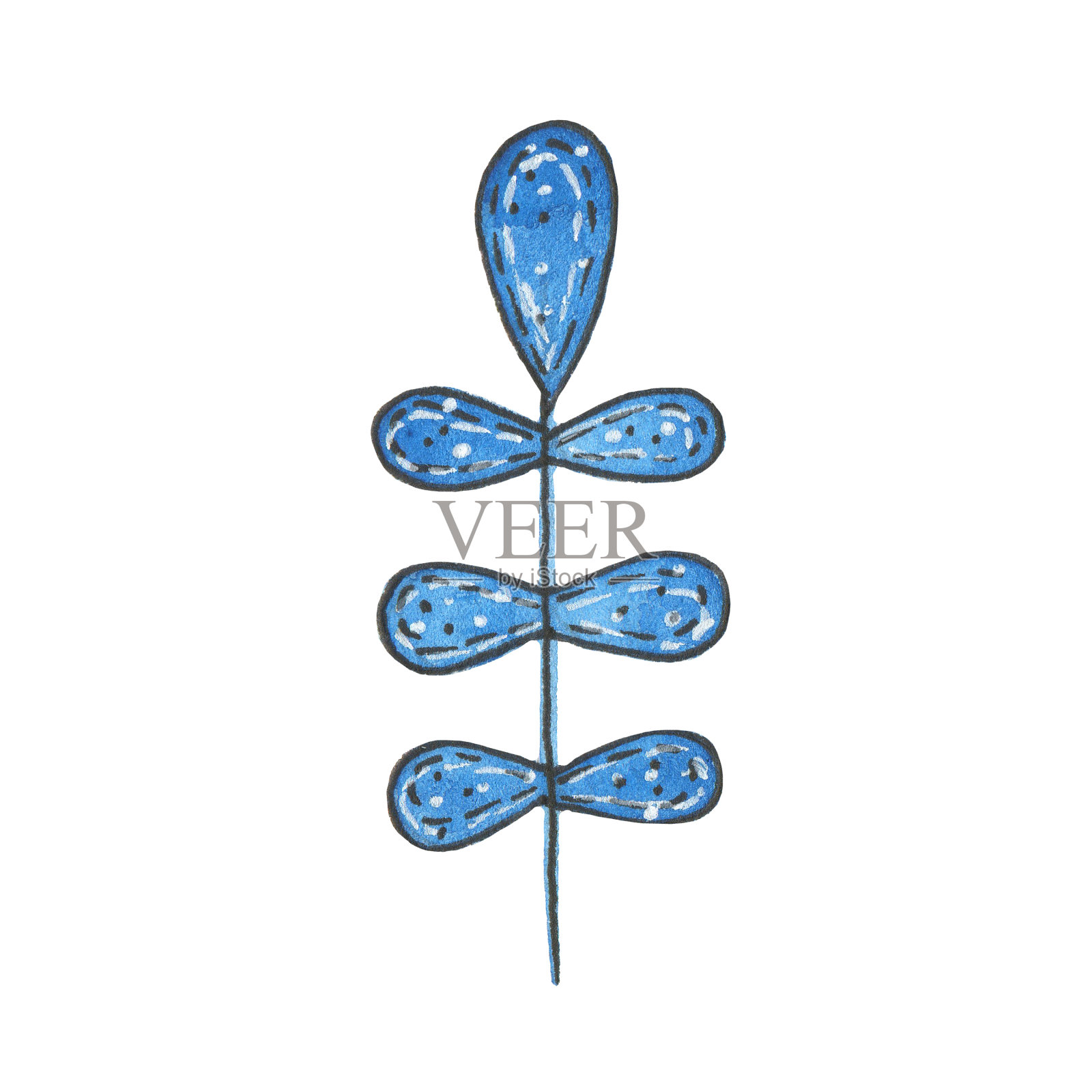 水彩冬季圣诞树叶孤立的白色背景插画图片素材