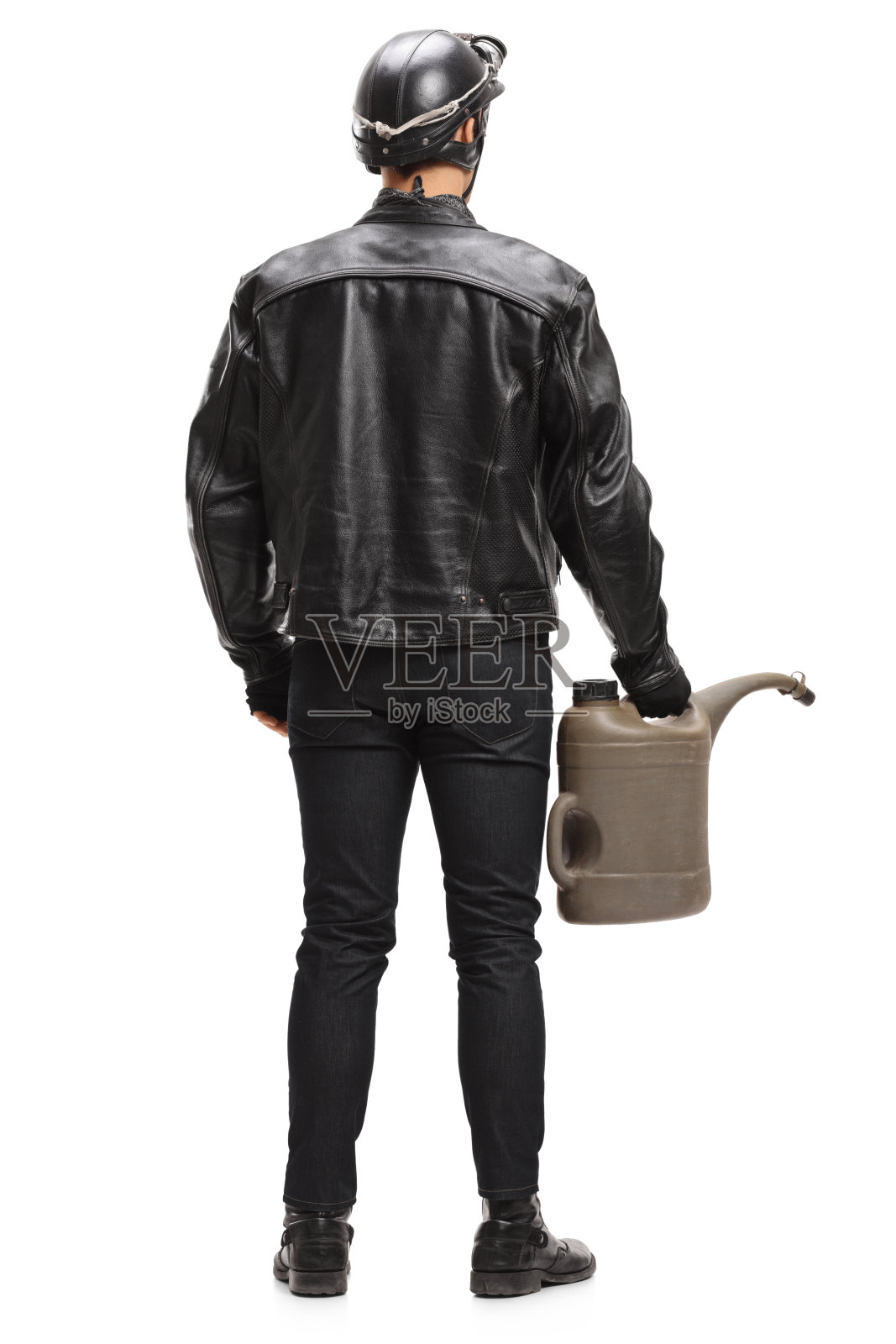 摩托车手拿着一个气瓶照片摄影图片