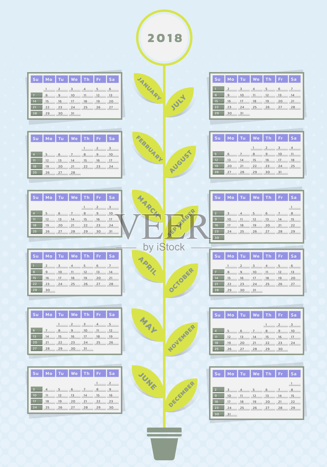 日历花朵图案设计模板素材