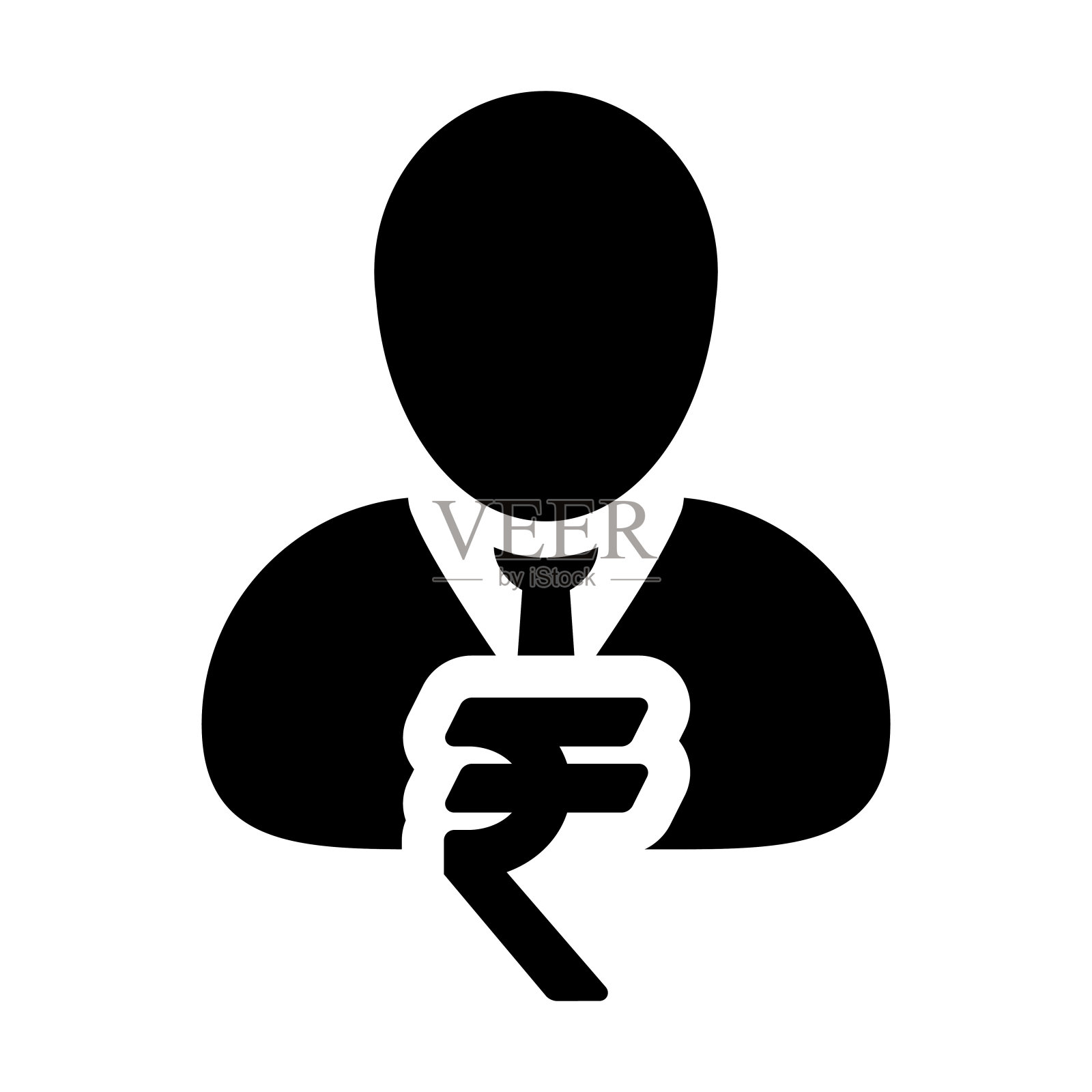 印度卢比符号符号图标向量与男性头像在象形文字设计元素图片