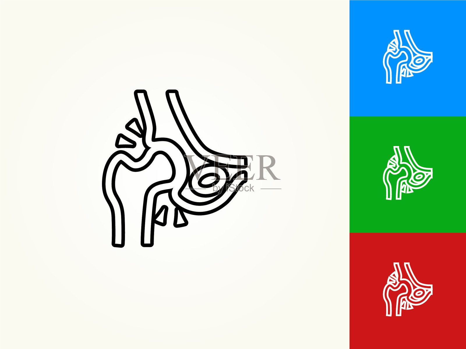 骨架臀部黑色描边线性图标插画图片素材