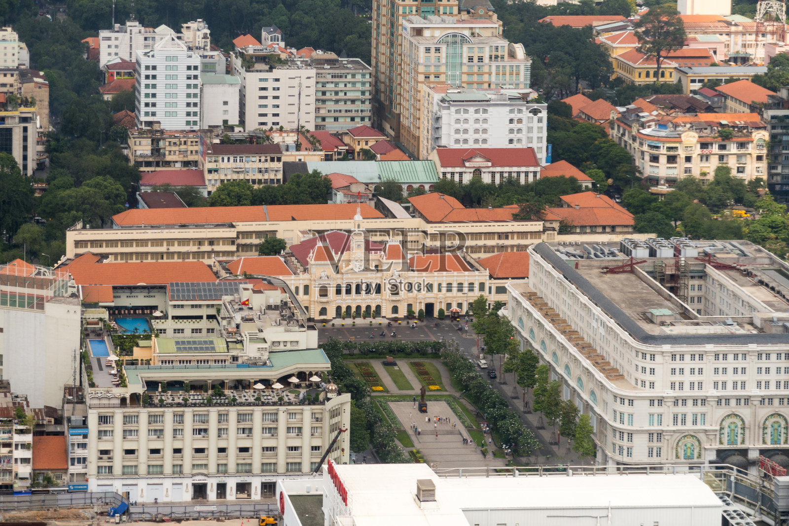 胡志明市(前西贡)市政厅鸟瞰图照片摄影图片