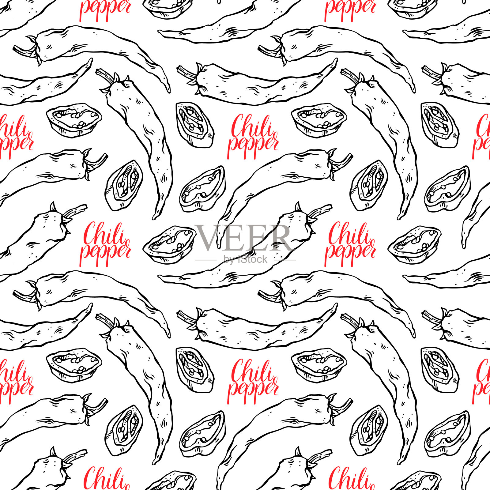 无缝辣椒图案插画图片素材