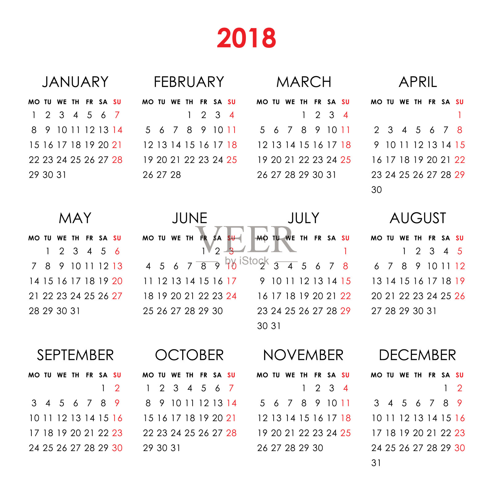 2018年日历设计模板素材