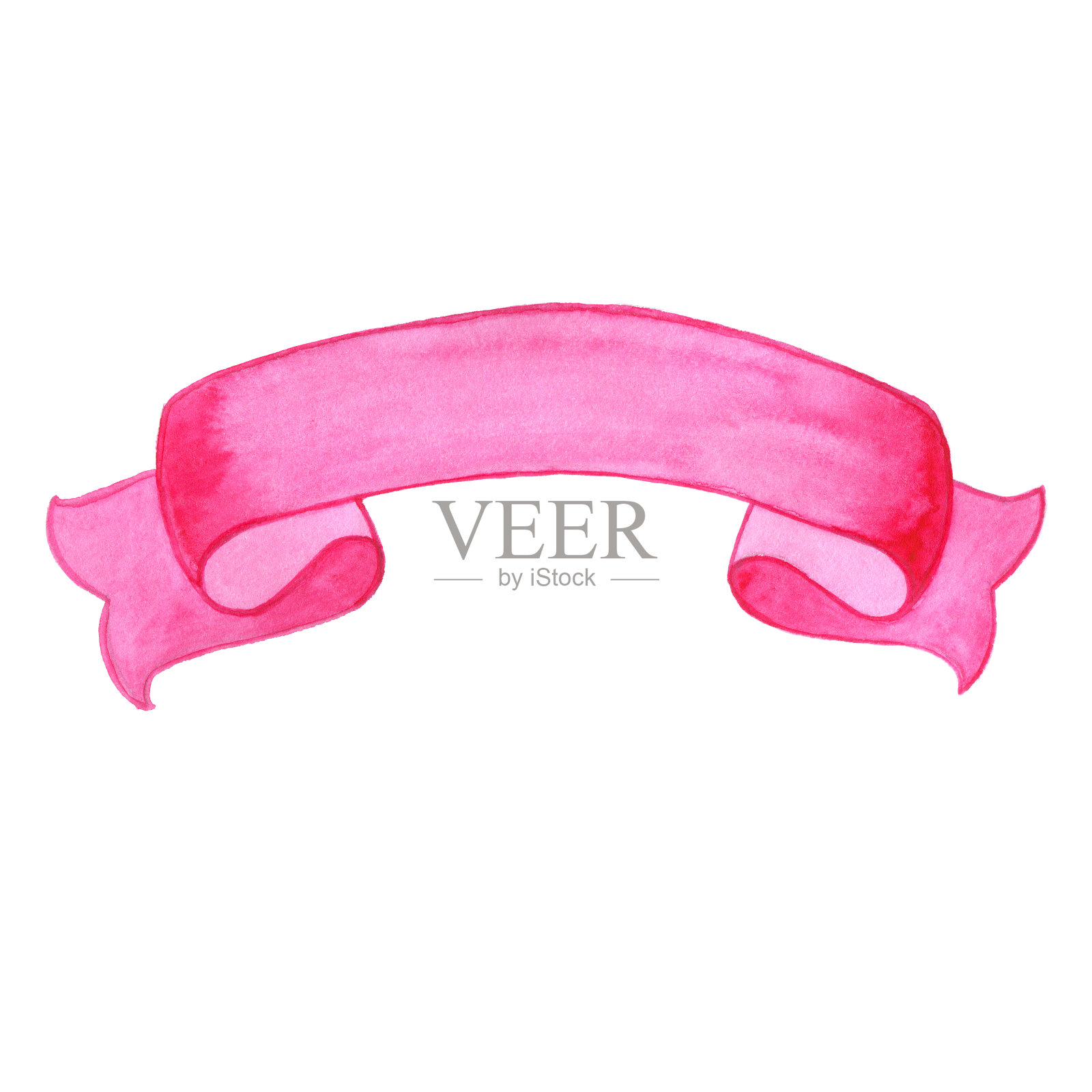 水彩粉色装饰丝带孤立的白色背景插画图片素材