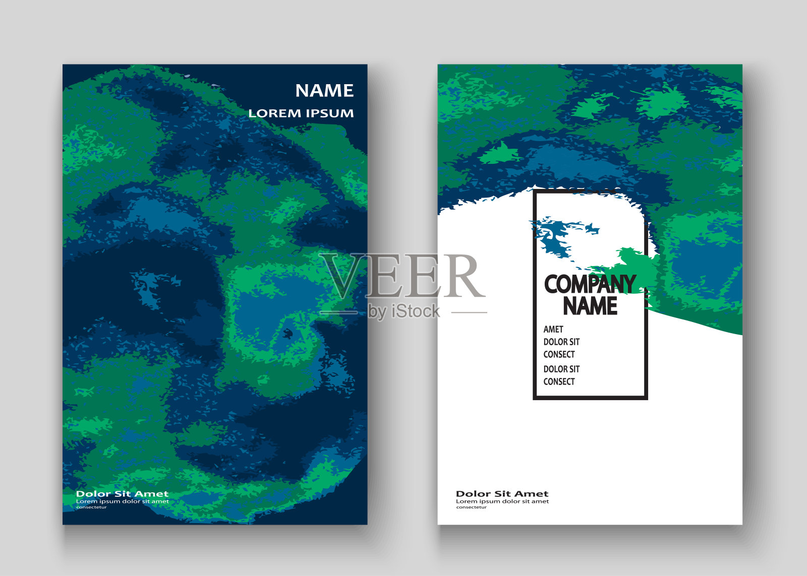 霓虹大理石纹理爆炸喷绘艺术封面框架设计。装饰绿色飞溅喷蓝色底色。潮流模板向量封面报告目录小册子传单海报横幅设计模板素材