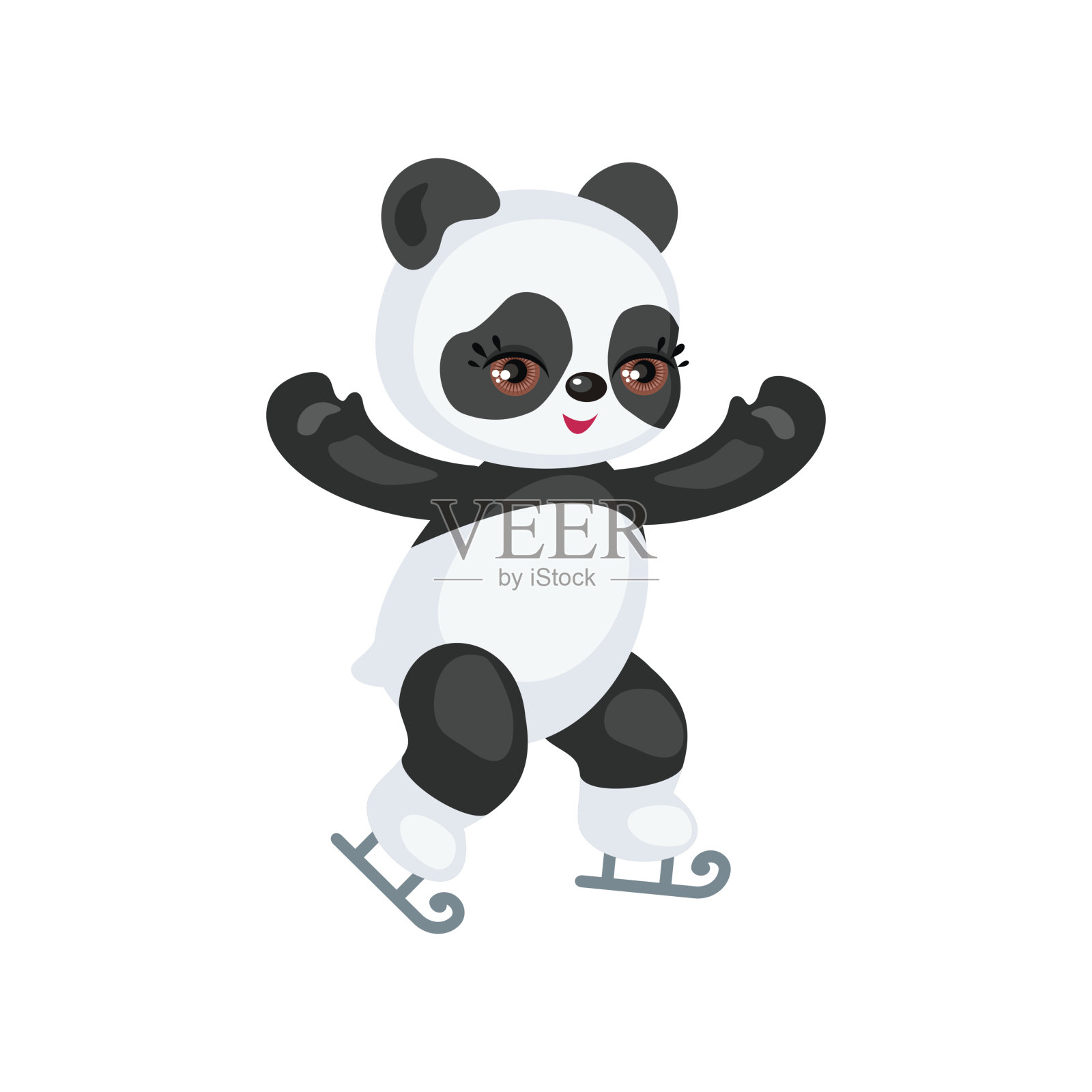 熊猫溜冰鞋设计元素图片