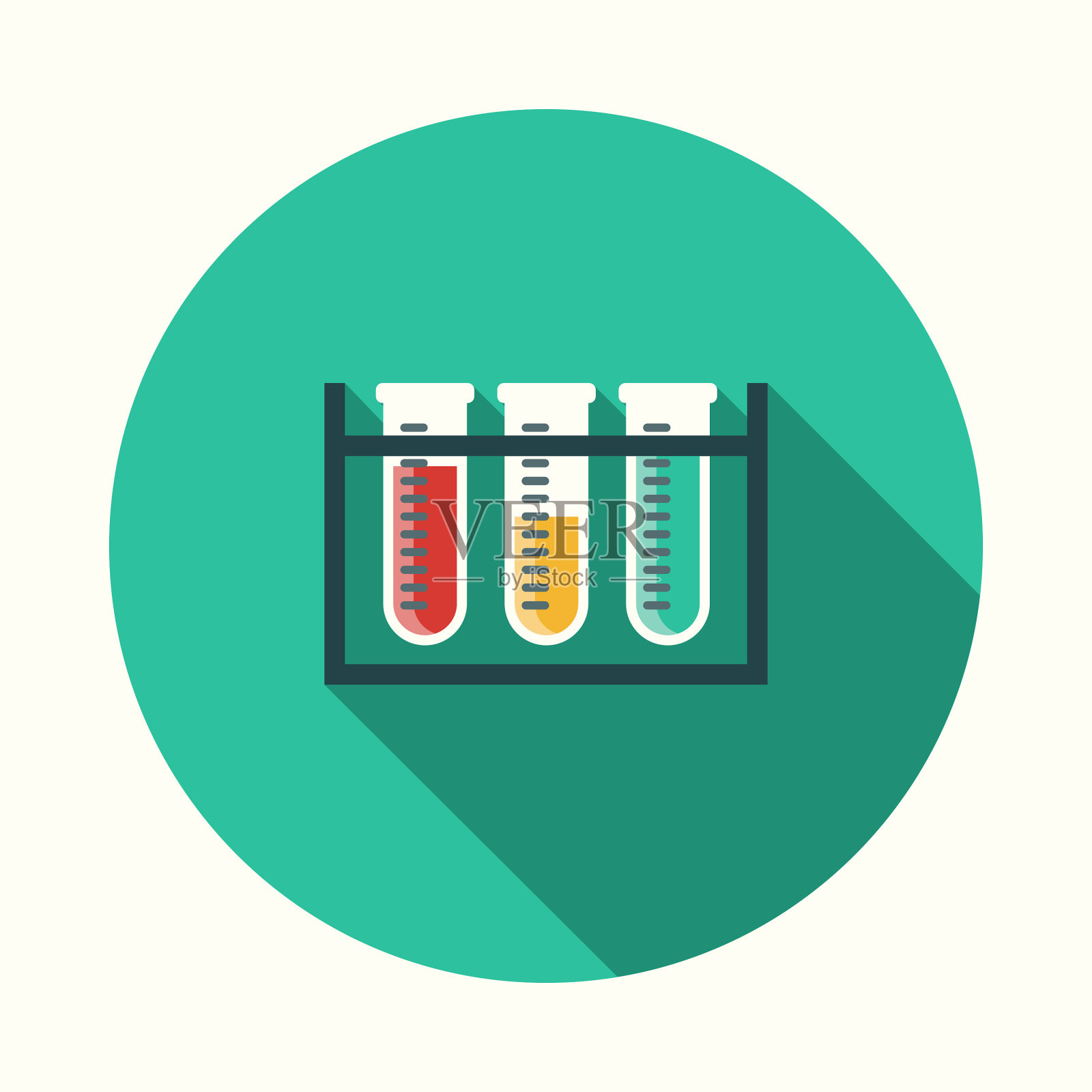 平面设计医疗保健试管图标与侧面阴影设计元素图片