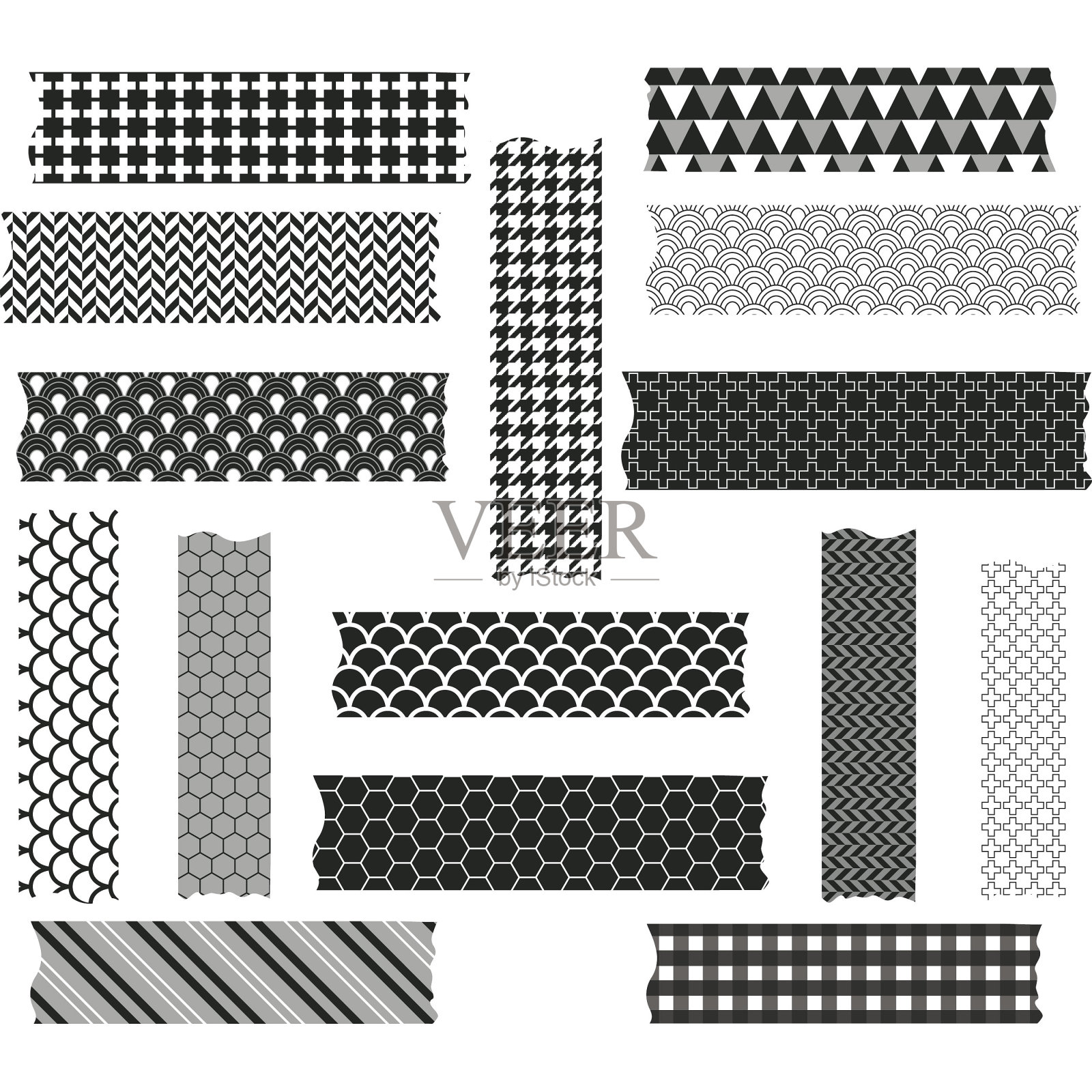 和纸胶带图案剪贴画插画图片素材