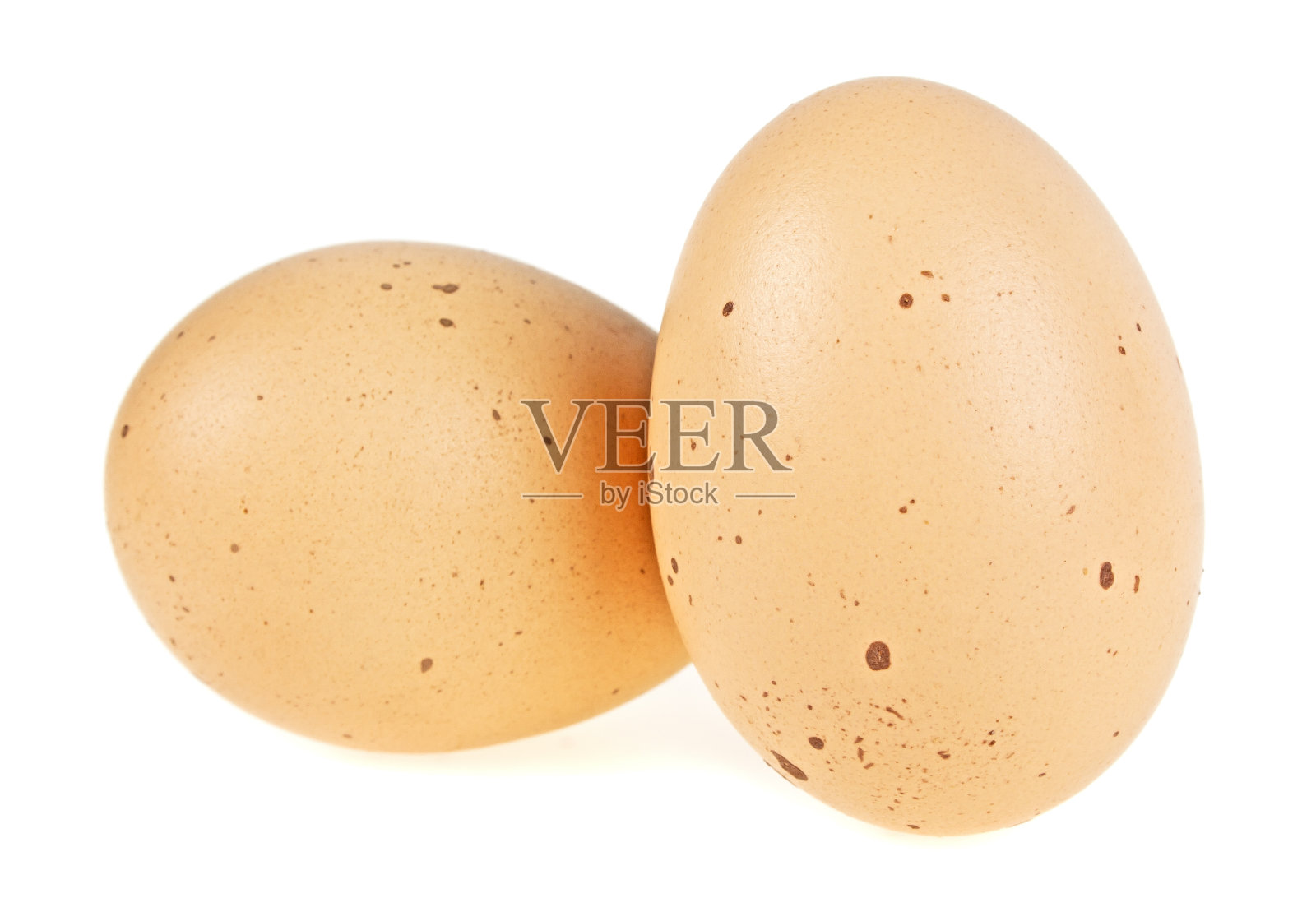 在白色背景上孤立的两个卵照片摄影图片