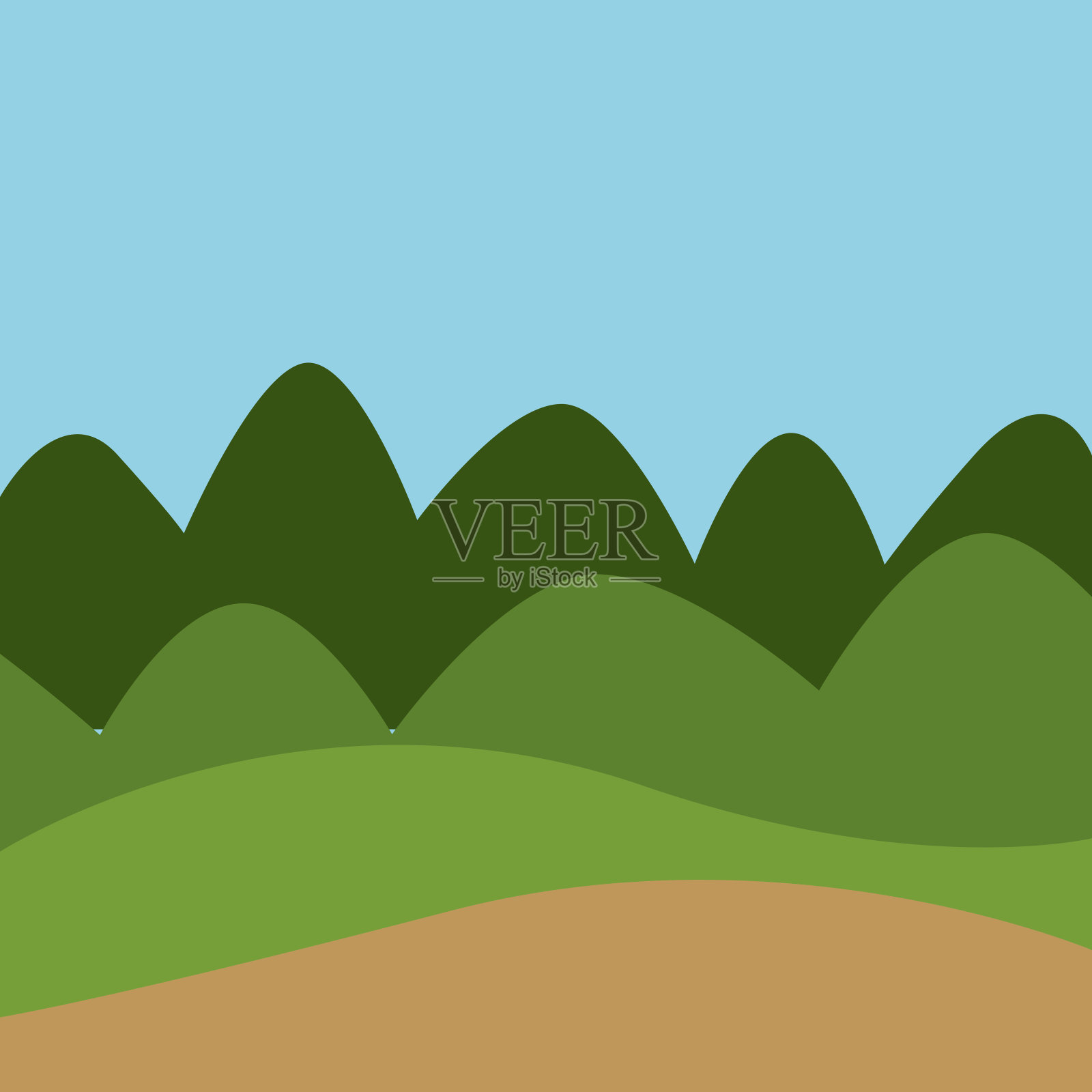 山地自然景观设计插画图片素材