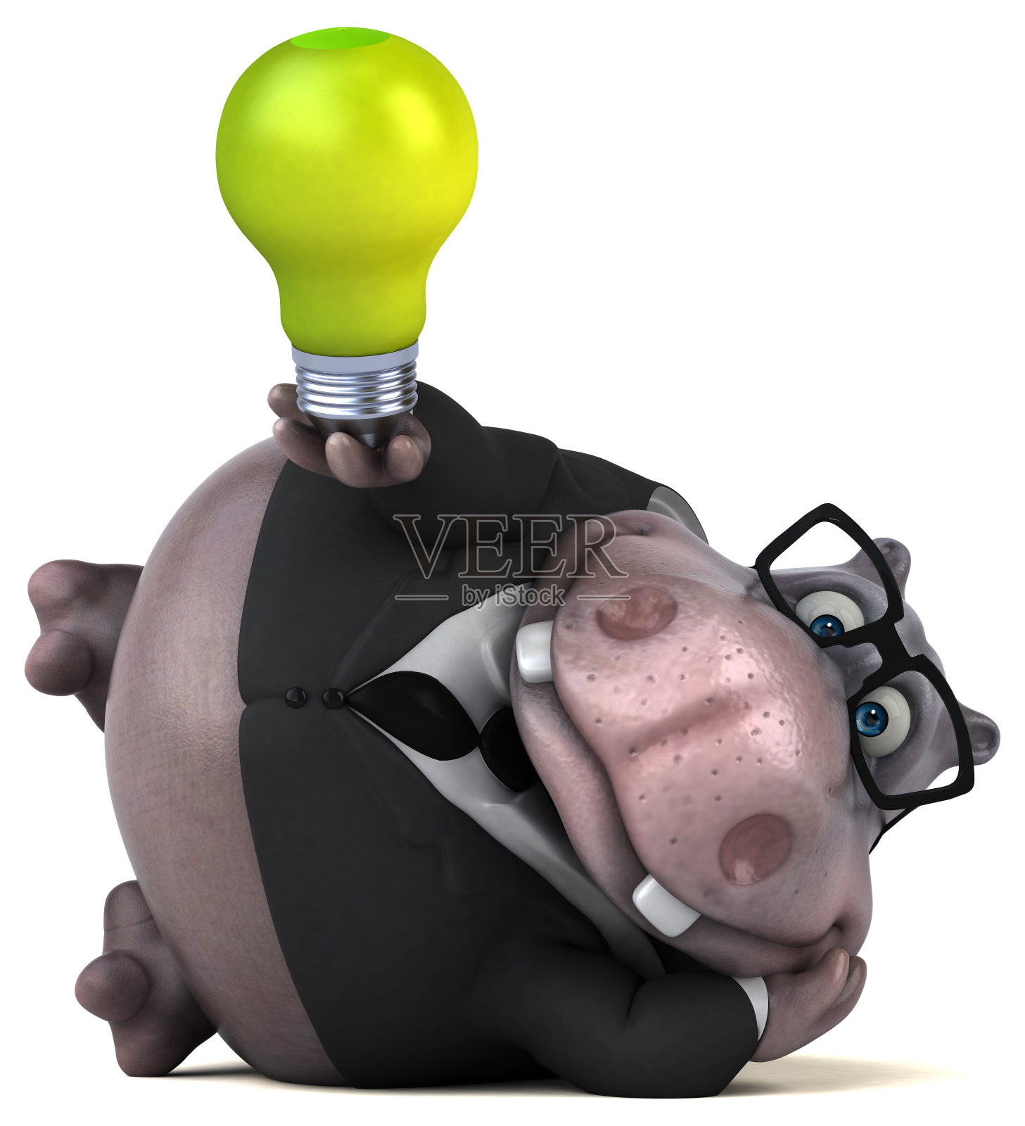 有趣的河马- 3D插图照片摄影图片