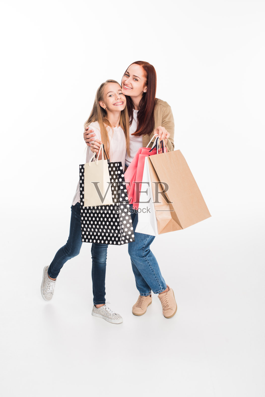 母亲和女儿在购物照片摄影图片