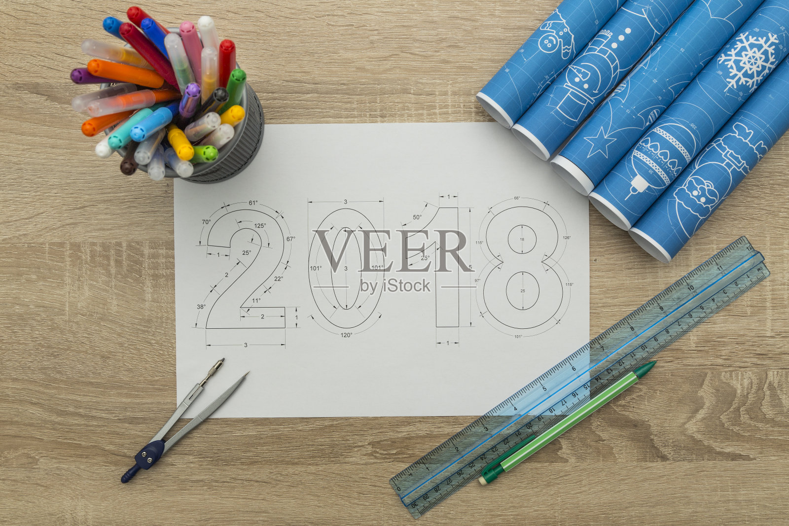 2018新年蓝图照片摄影图片