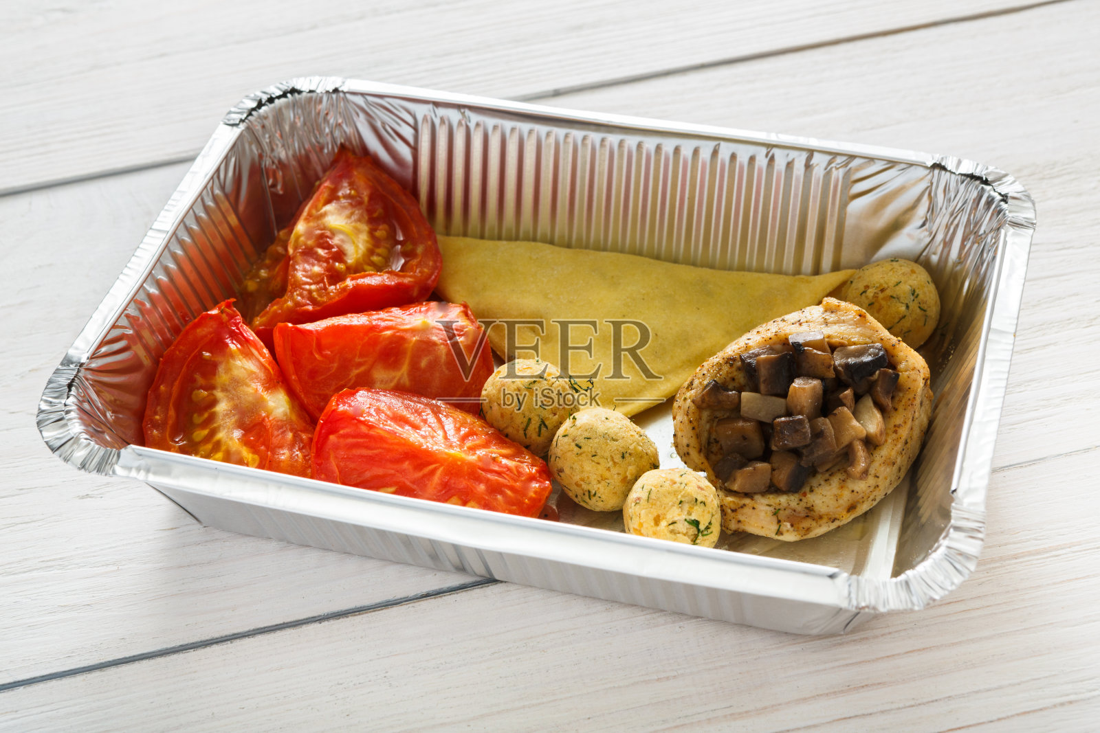 健康盒装食品，饮食理念。肉丸照片摄影图片