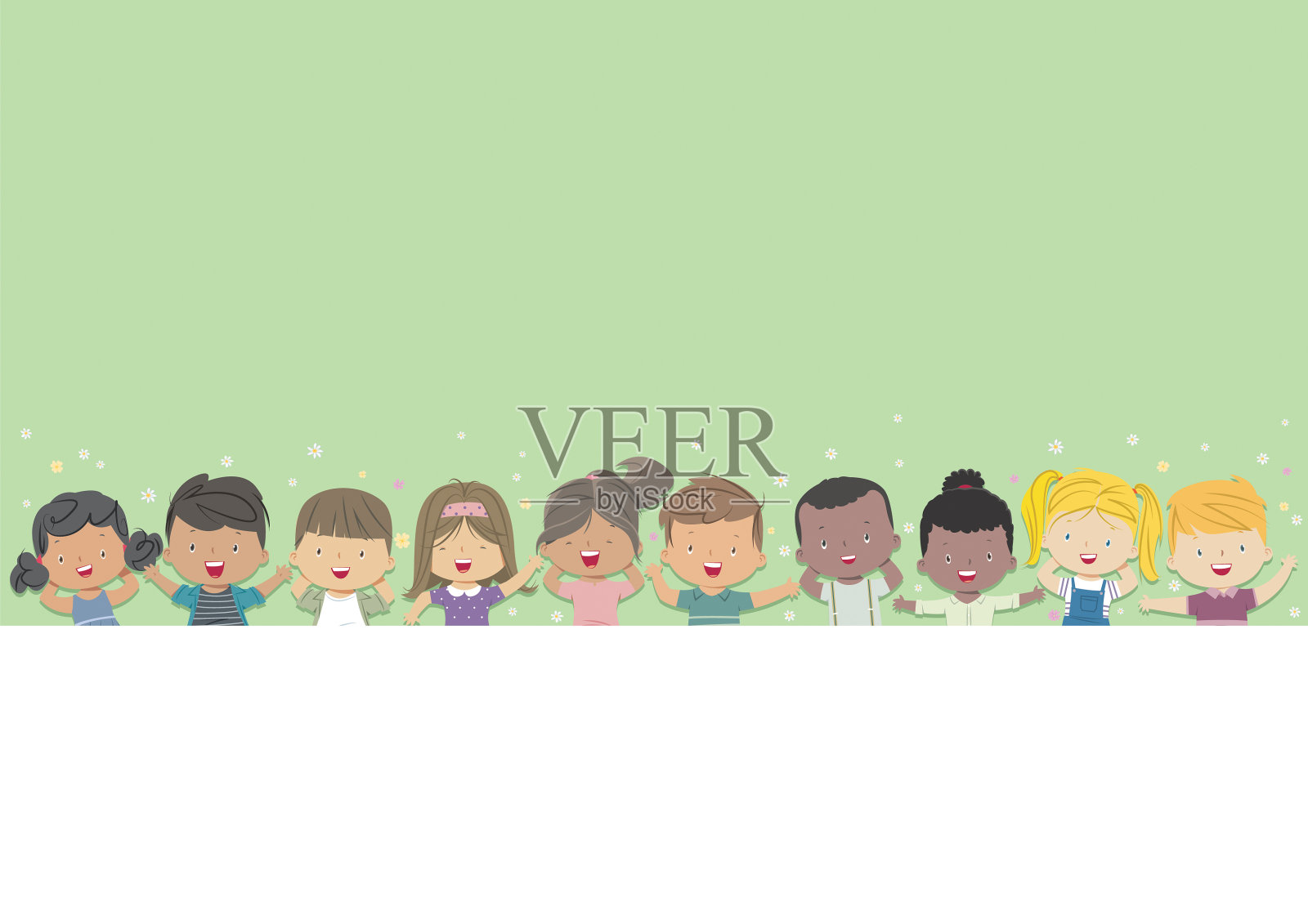 春天孩子背景插画图片素材