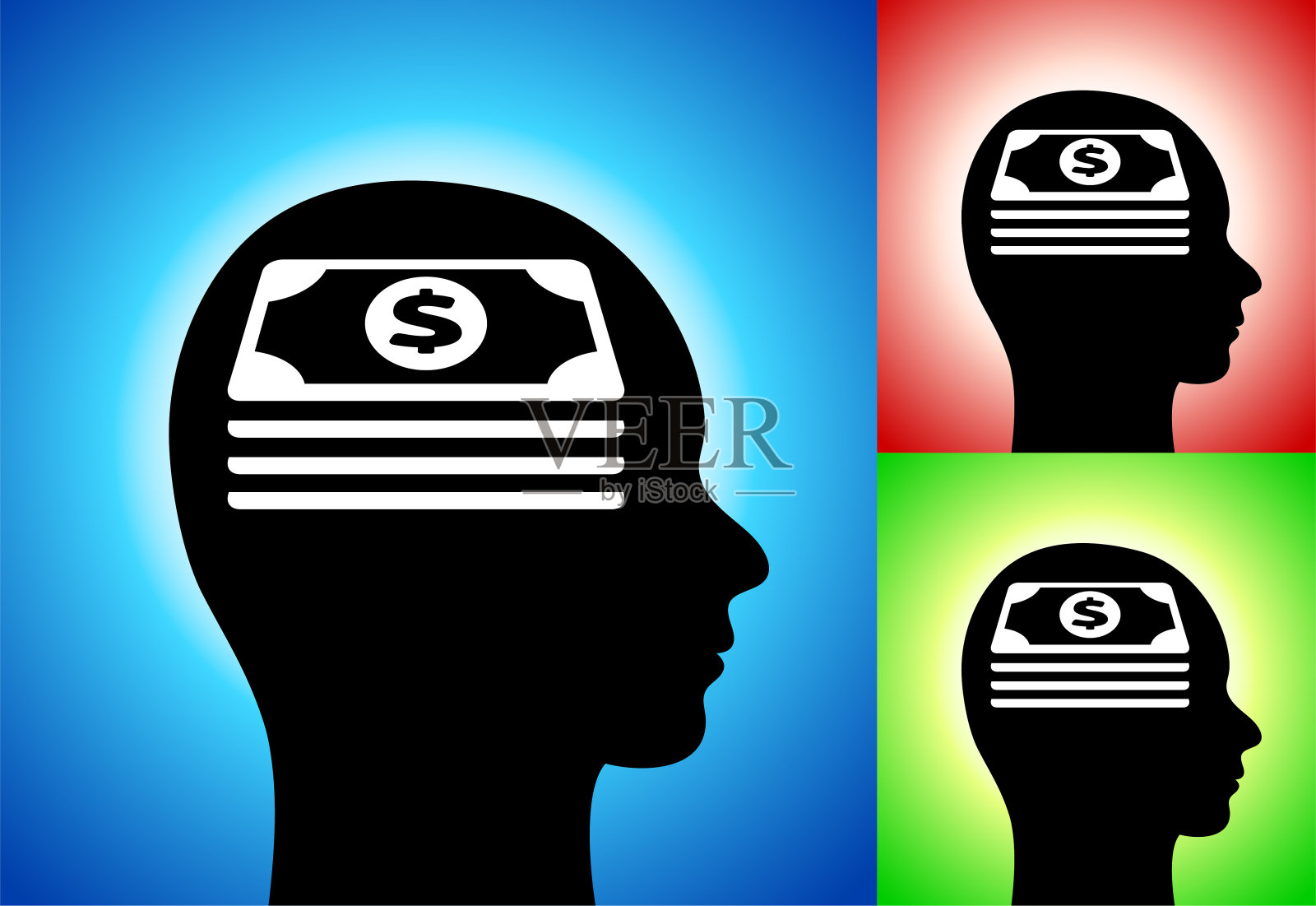 现金在我的脑海中堆积金钱插画图片素材