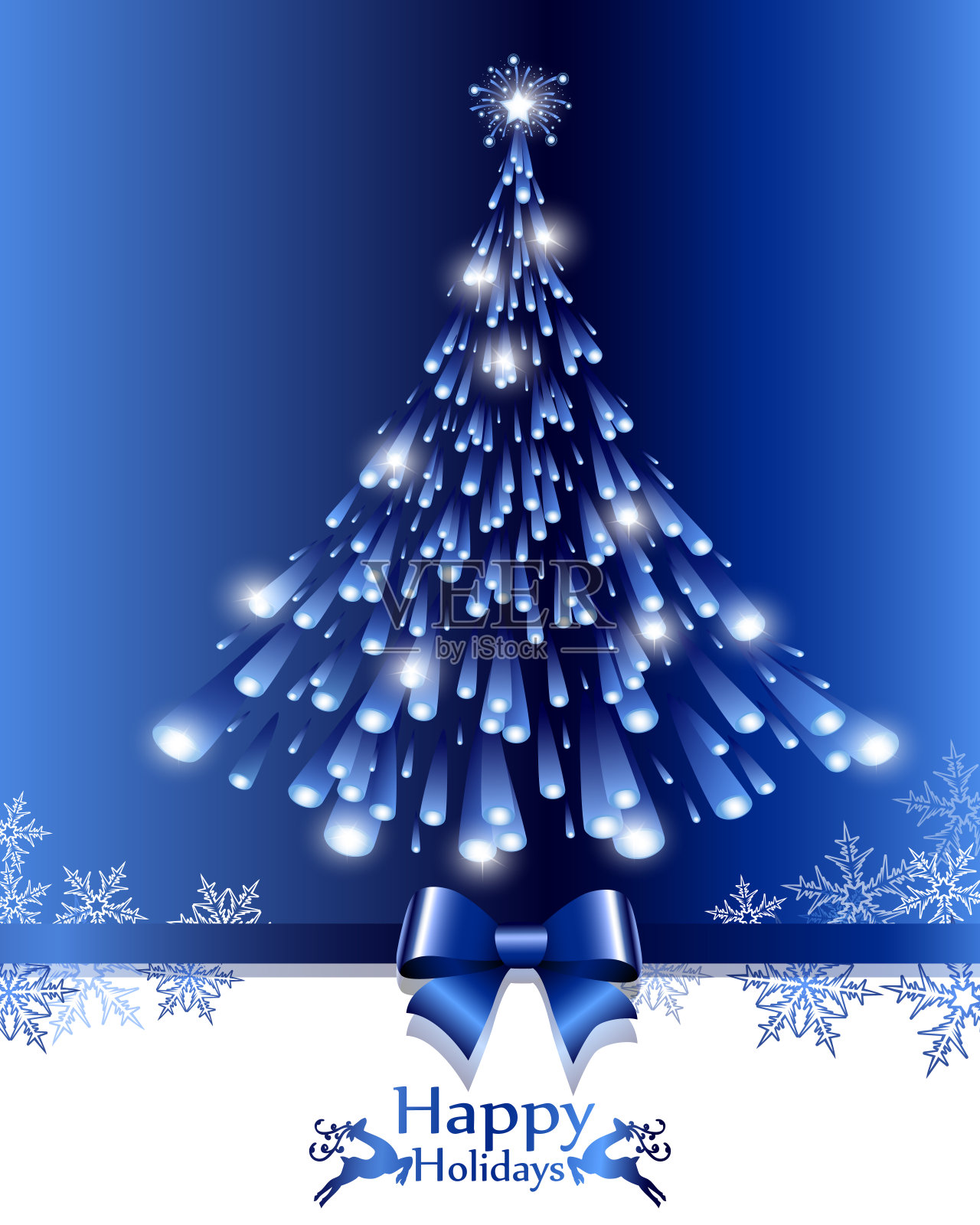 蓝色圣诞树插画图片素材