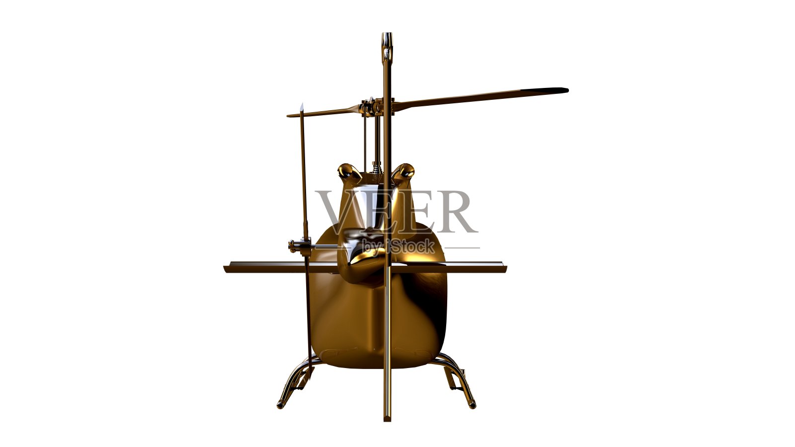 一个金色的直升机在孤立的白色背景上的3d渲染照片摄影图片