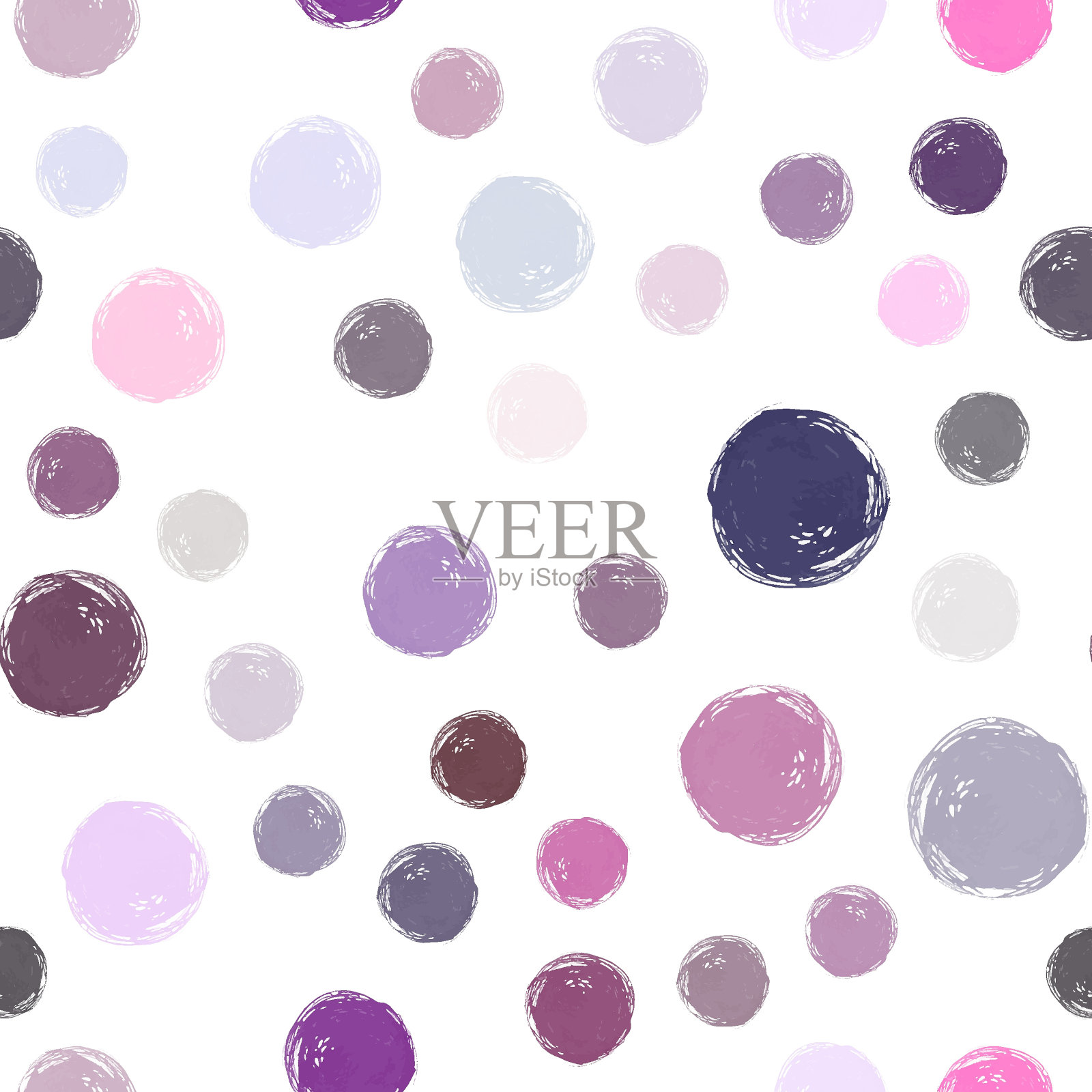 矢量水彩圆无缝模式。插画图片素材