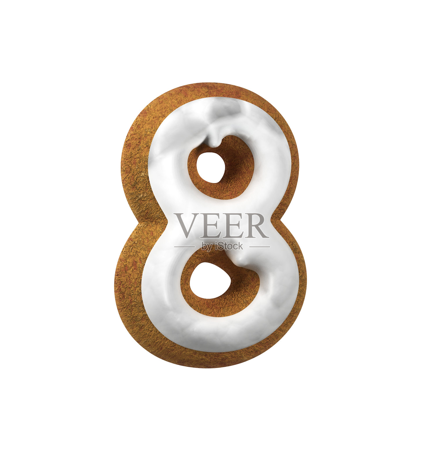 姜饼字体。圣诞饼干字母概念。8号照片摄影图片