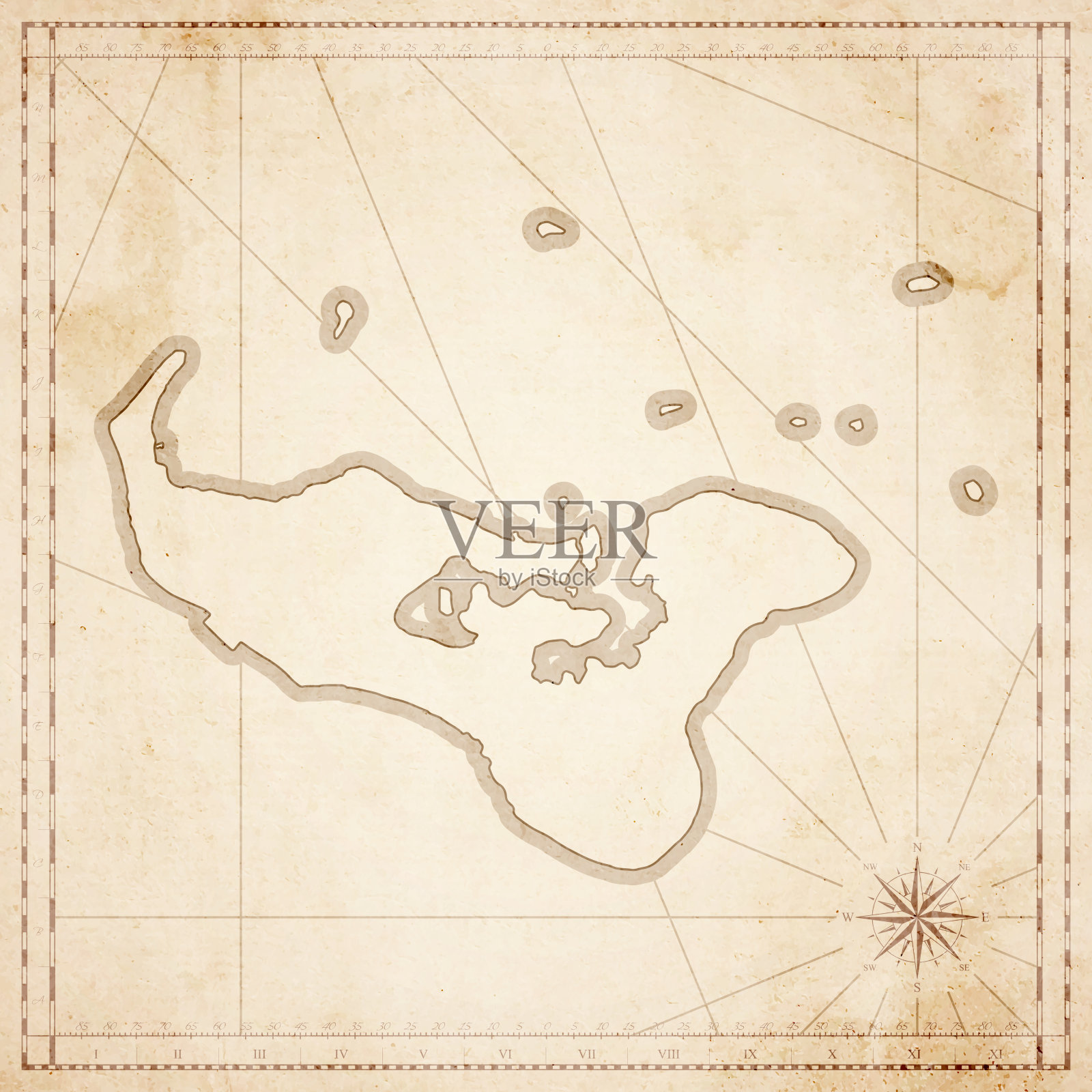 汤加地图复古风格-旧纹理纸插画图片素材