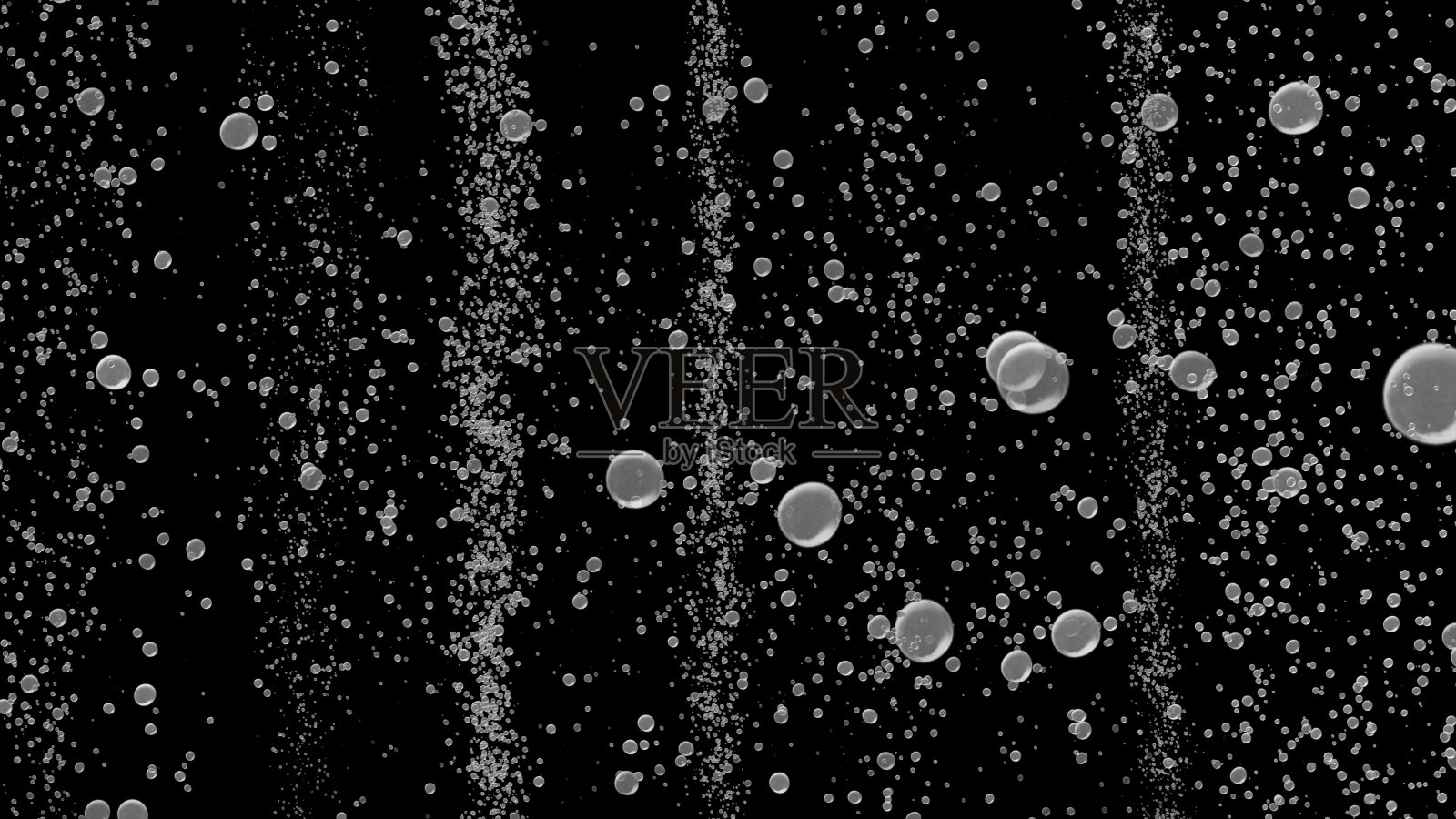 泡沫涌动在黑色背景向上移动。三维演示照片摄影图片