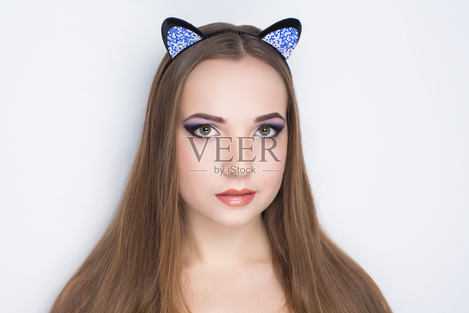 美丽的女孩化妆照片摄影图片