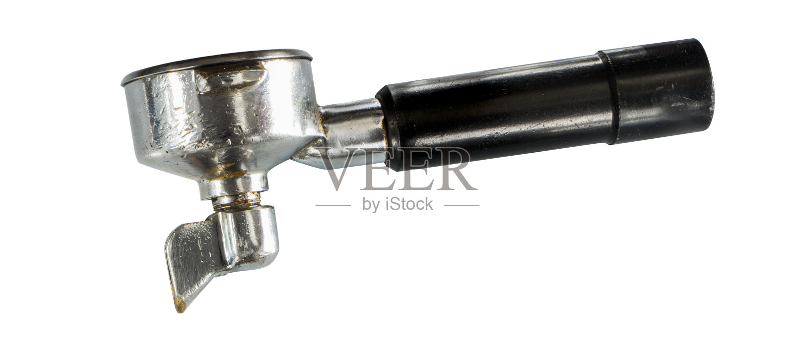 专业咖啡机的压实咖啡滤芯架照片摄影图片