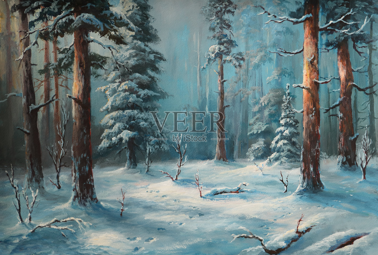 冬天的晚上插画图片素材