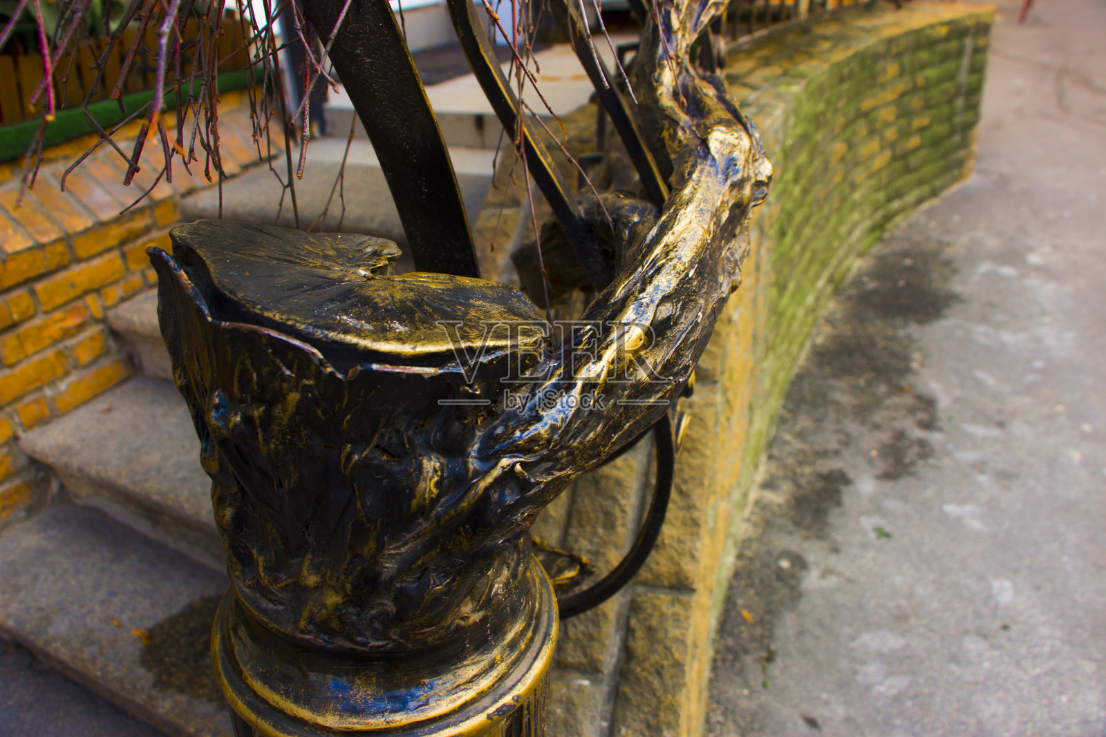 锻造元素的特写，复古栅栏照片摄影图片