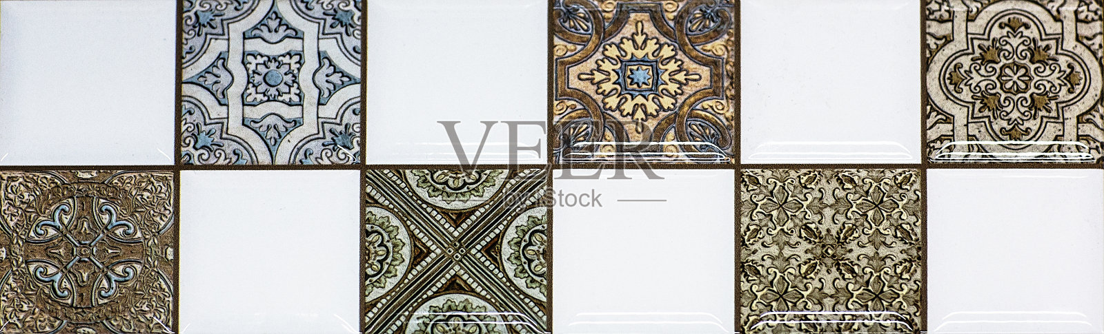 装饰陶瓷光泽瓷砖与马赛克图案照片摄影图片