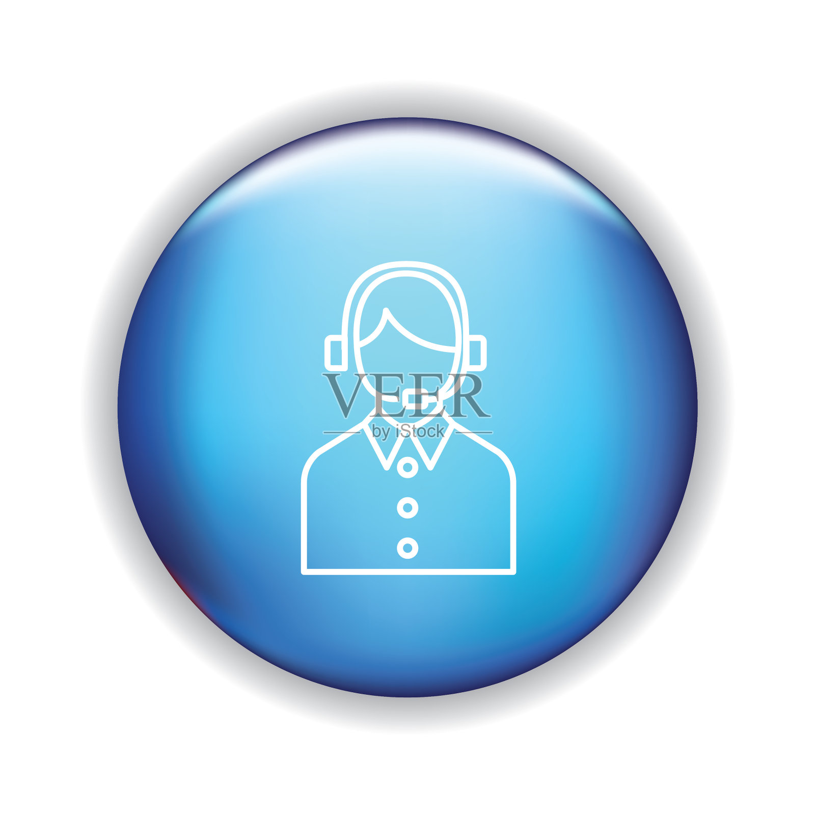 细线图标在闪亮的按钮-客户服务插画图片素材