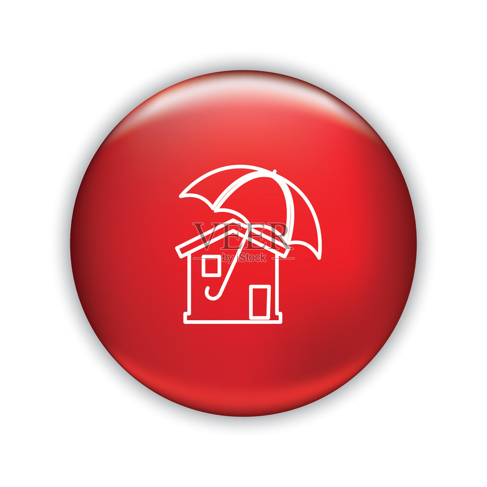 细线图标上闪亮的按钮-家庭保险设计元素图片