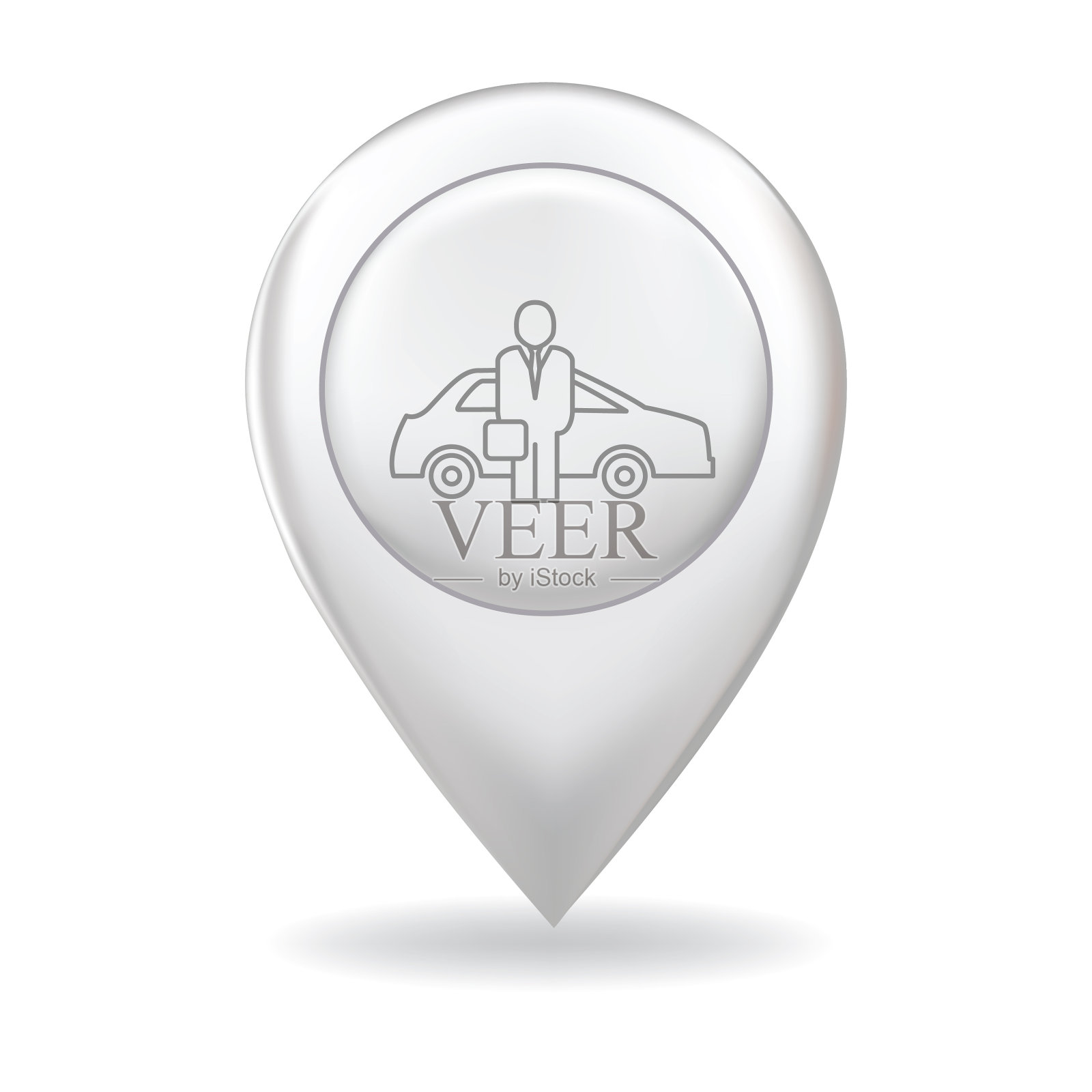 在地图指针针上的细线图标-汽车保险插画图片素材