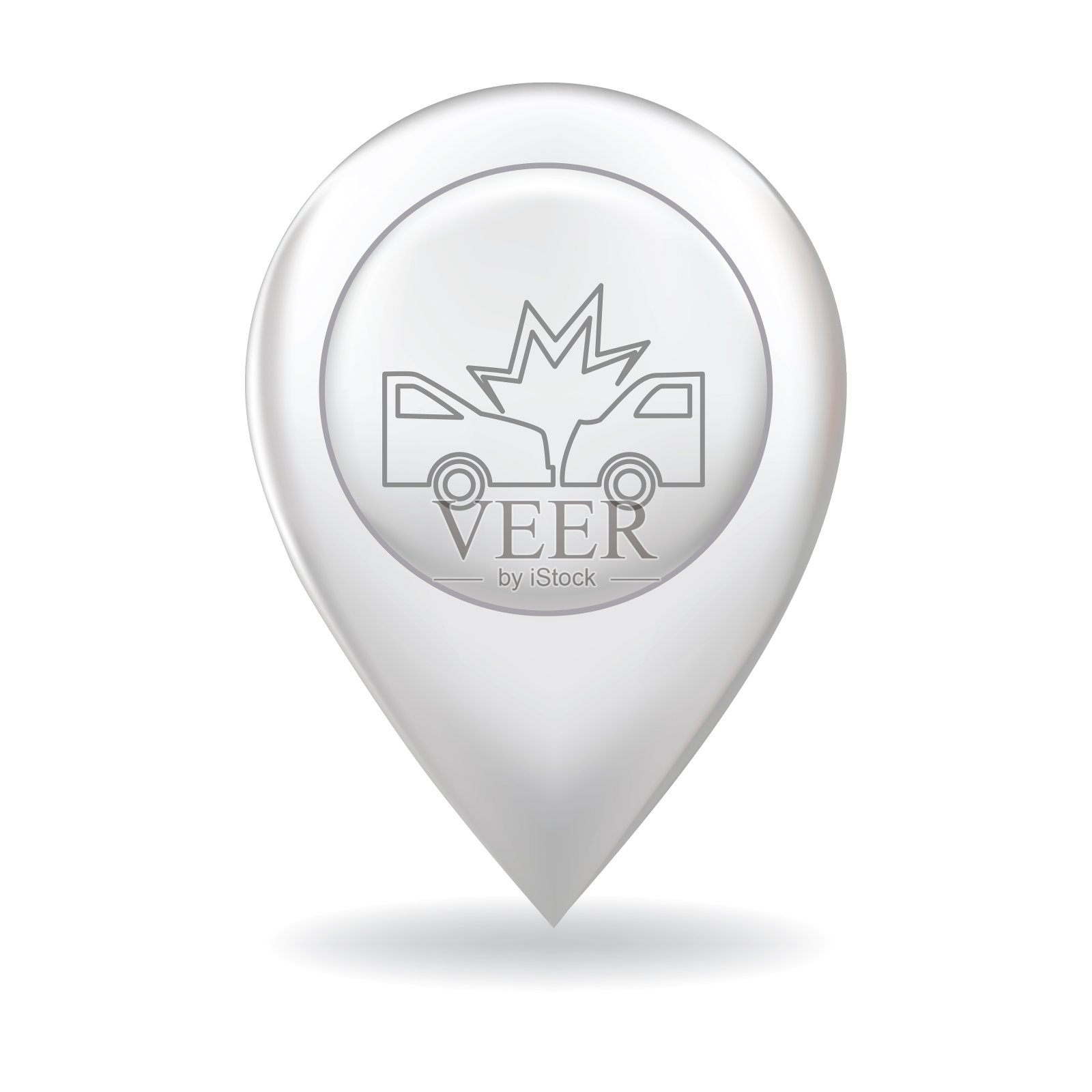 在地图指针针上的细线图标-汽车保险插画图片素材