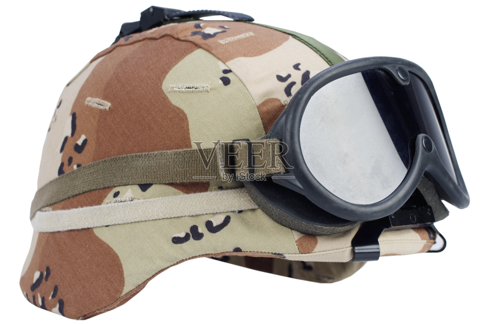 带护目镜的军用凯夫拉头盔照片摄影图片