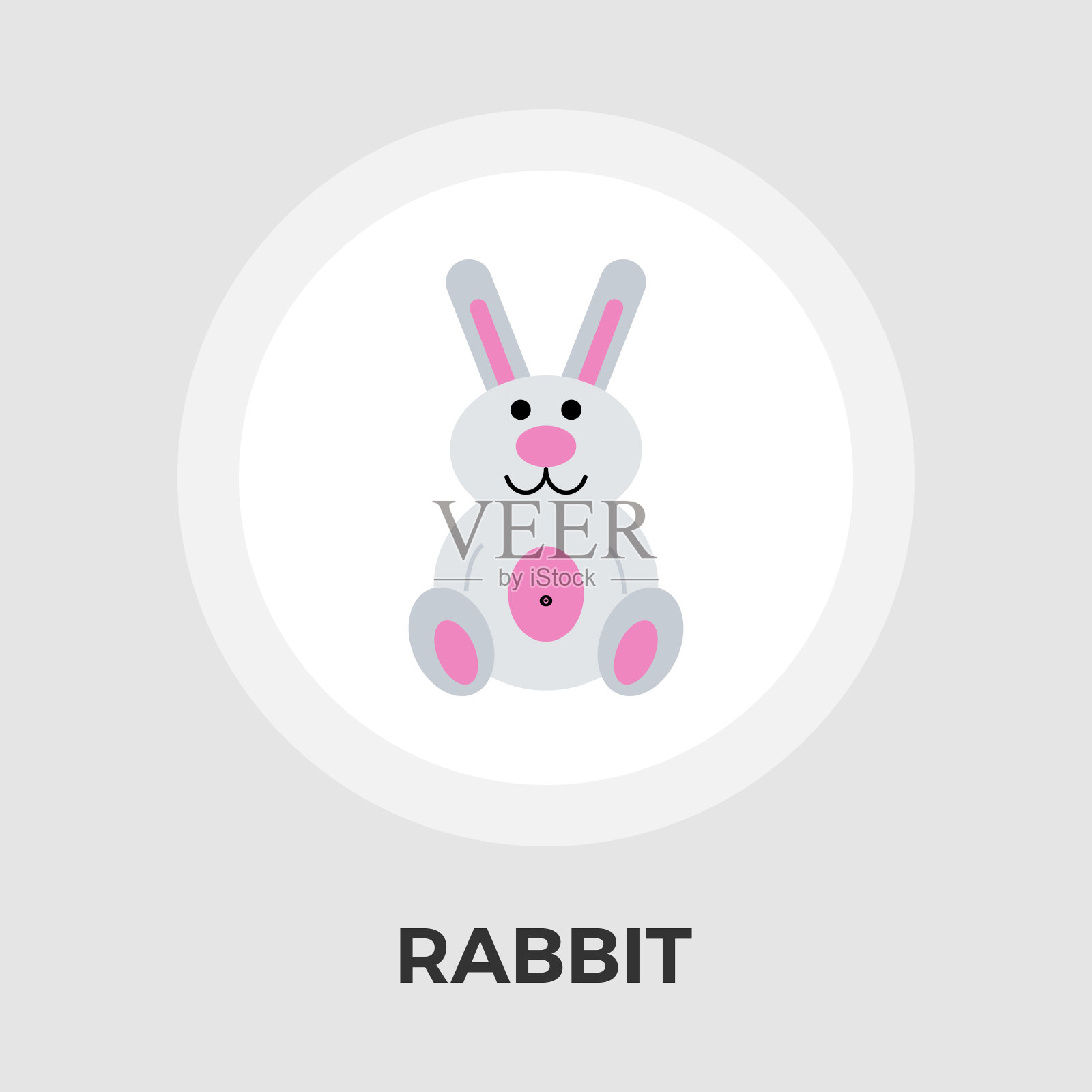 兔子玩具矢量平面图标设计元素图片