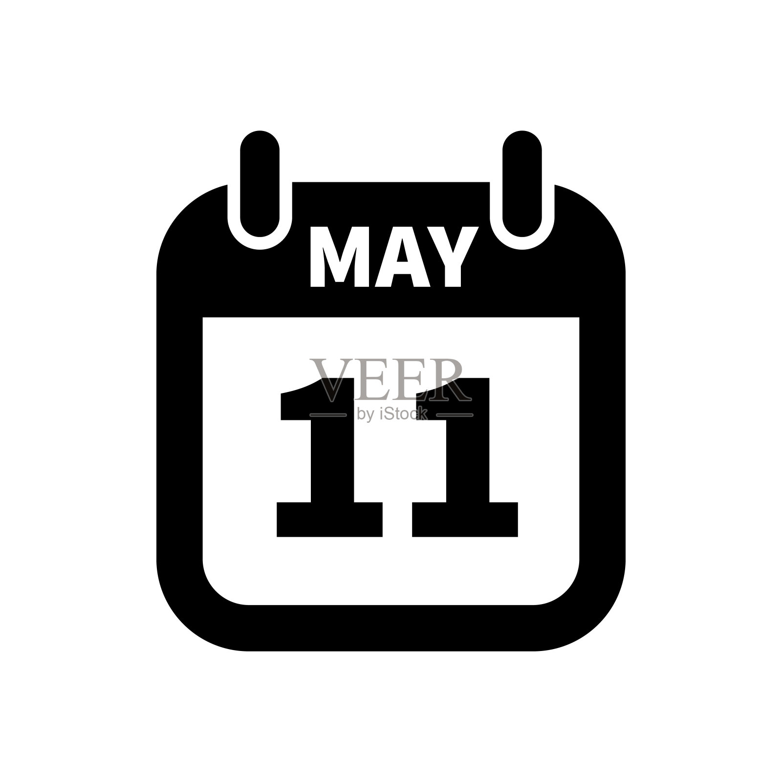 简单的黑色日历图标与11月5日孤立的白色插画图片素材