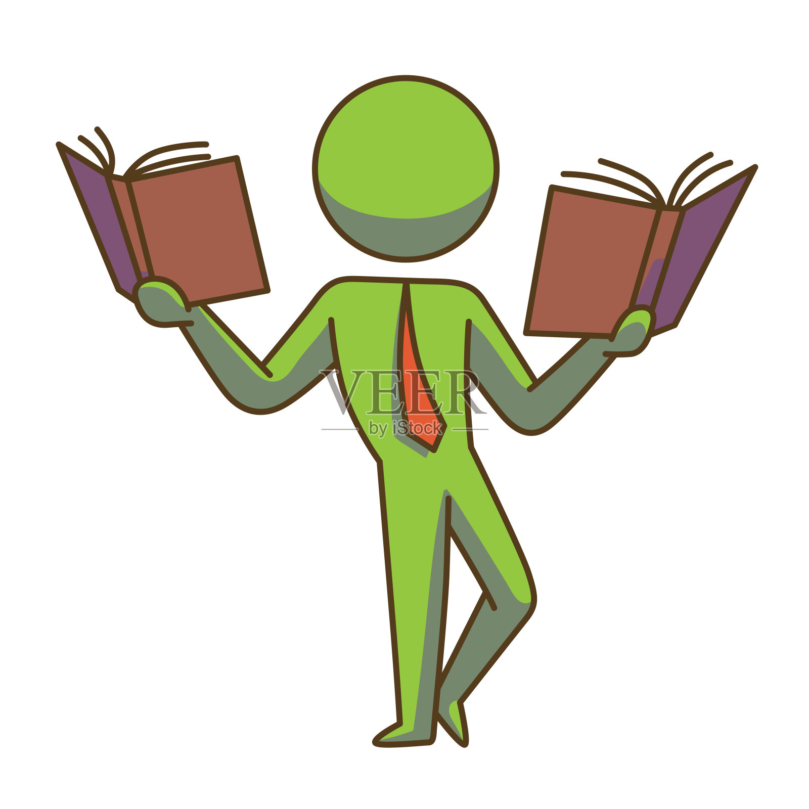 商业偶像，商人有两本棕色的书，彩色图像插画图片素材