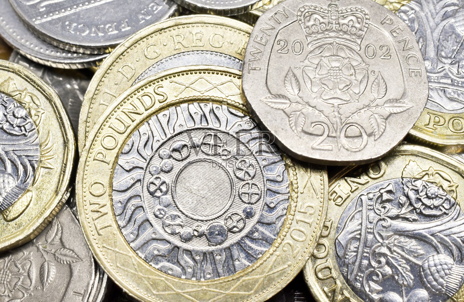 英国硬币的特写/宏观研究照片摄影图片