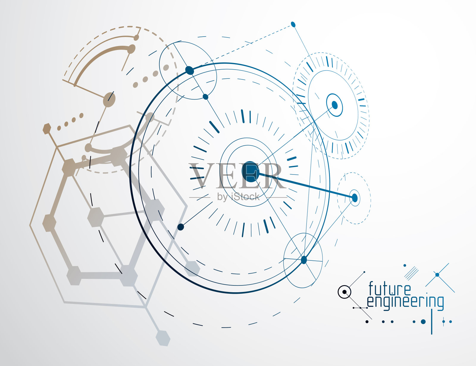 技术方案、抽象工程草案、平面及网页设计。向量插画图片素材