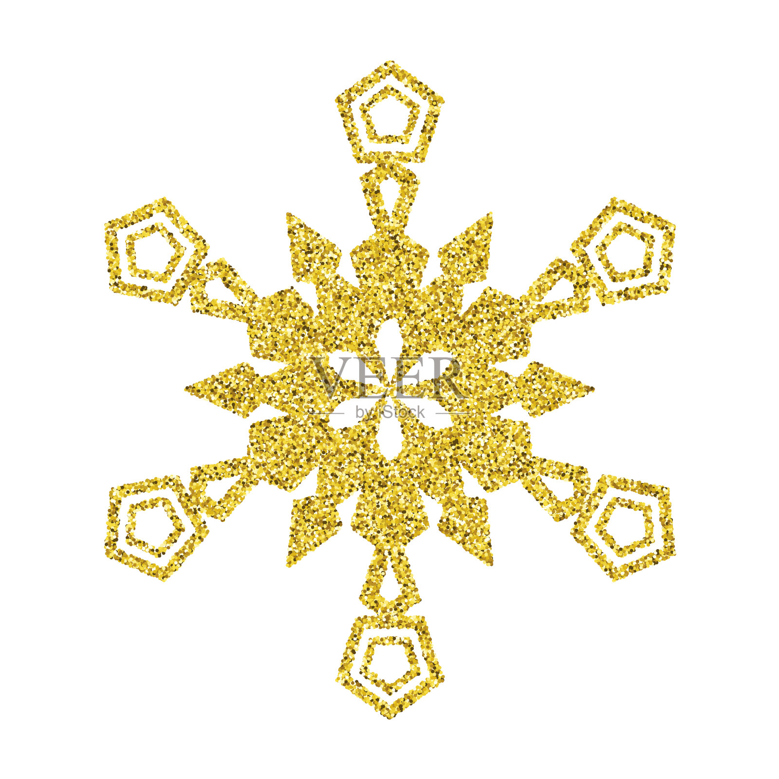 雪花-金色矢量闪闪发光的圣诞装饰在白色的背景插画图片素材