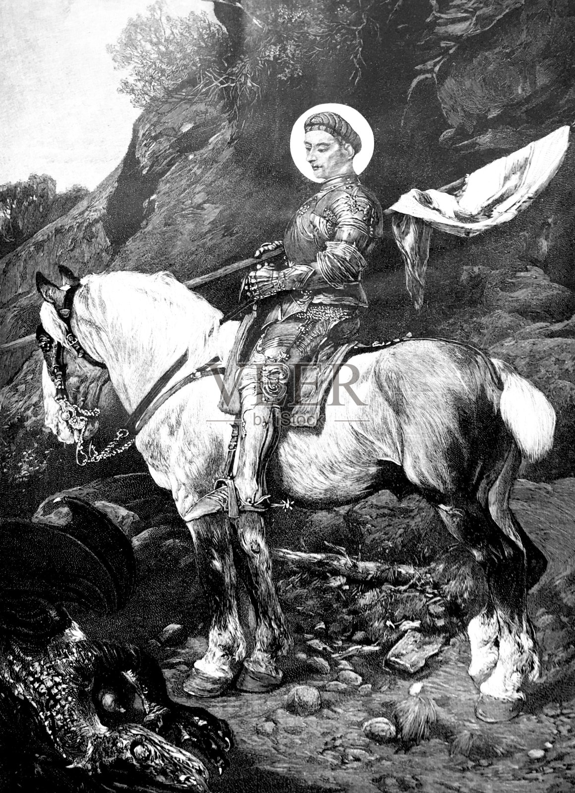 圣乔治骑着马插画图片素材