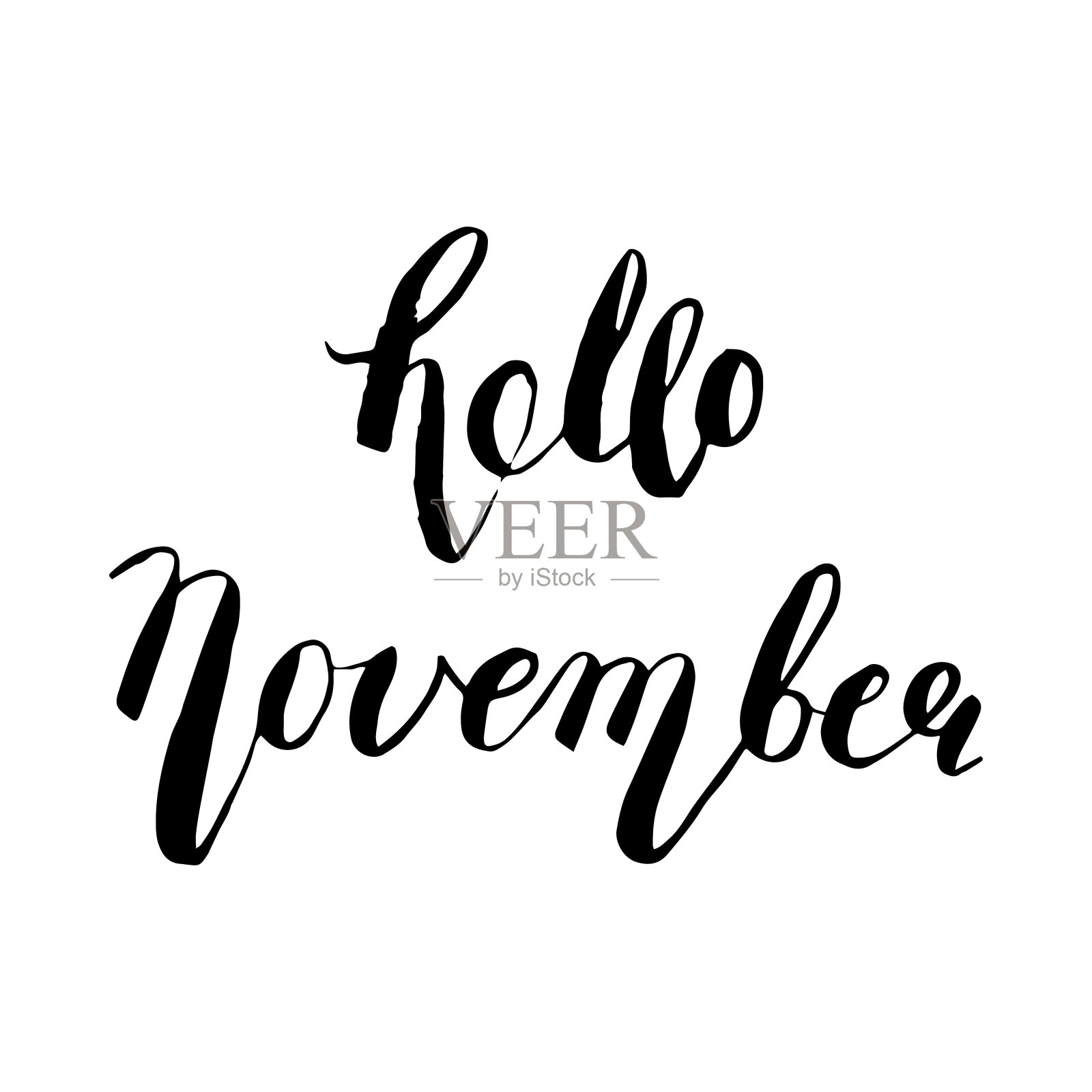 手绘墨水字母你好十一月插画图片素材