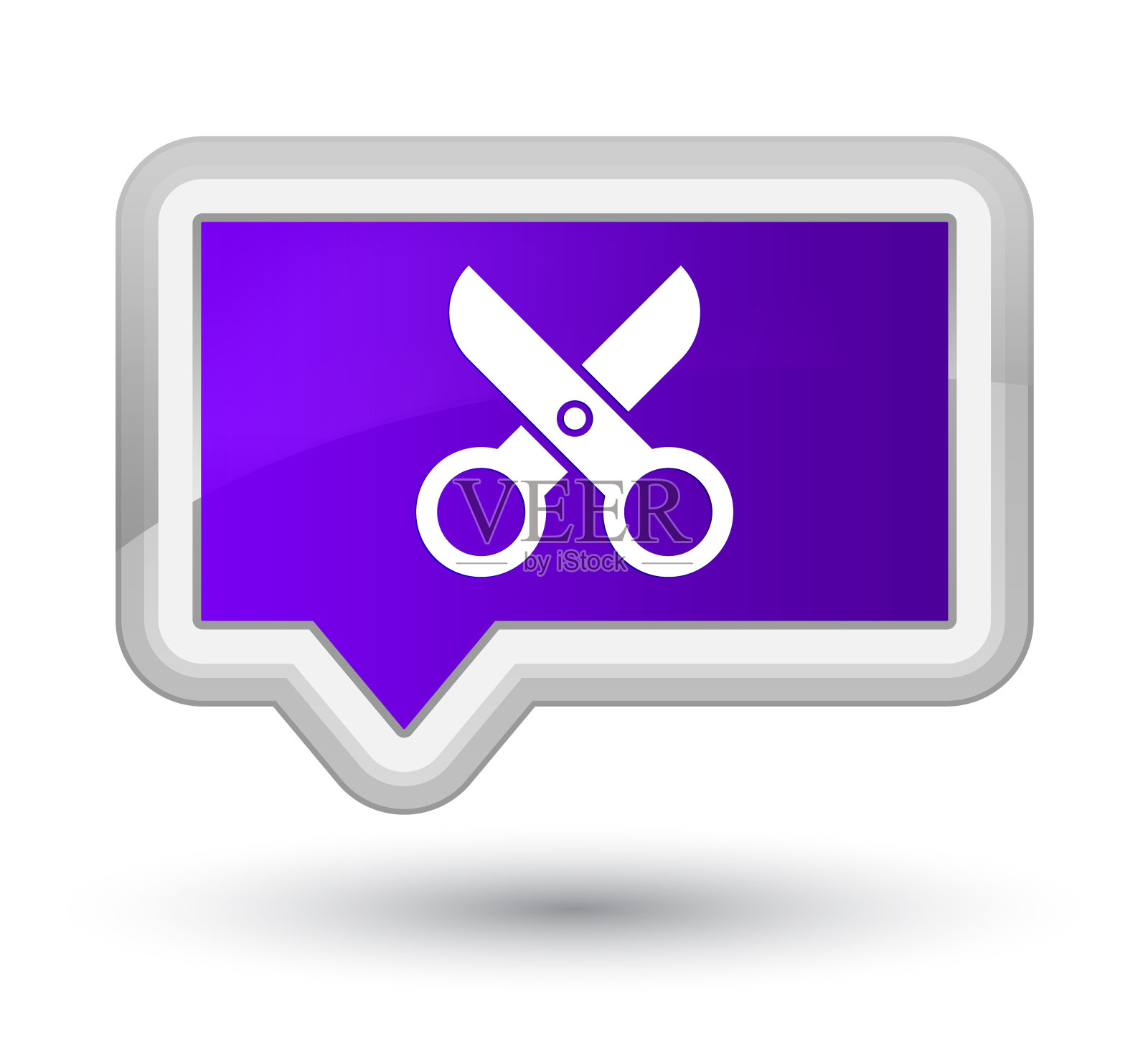 剪子图标首要紫色旗帜按钮插画图片素材